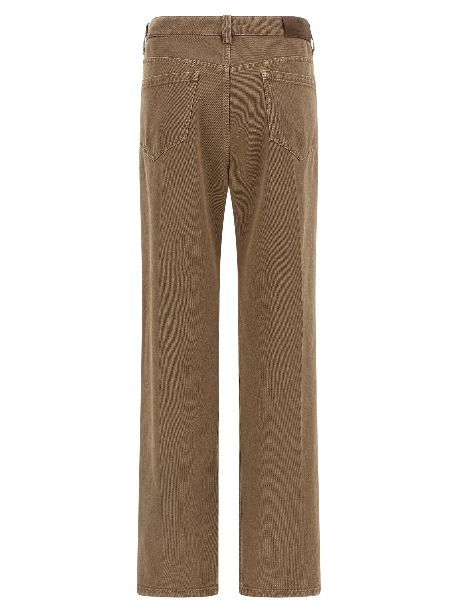 Brunello Cucinelli Beige Cotton Straight-Leg Jeans - Designer Elegance