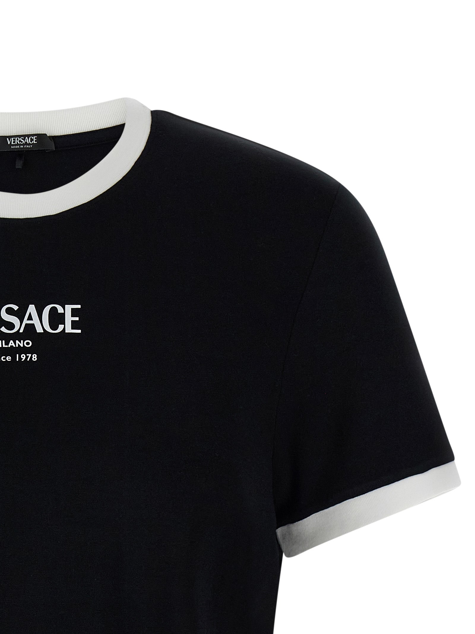 Elevate your style with the Versace Bicolor Viscose T-Shirt, a luxurious blend of comfort and sophistication, crafted in Italy for the discerning individual.