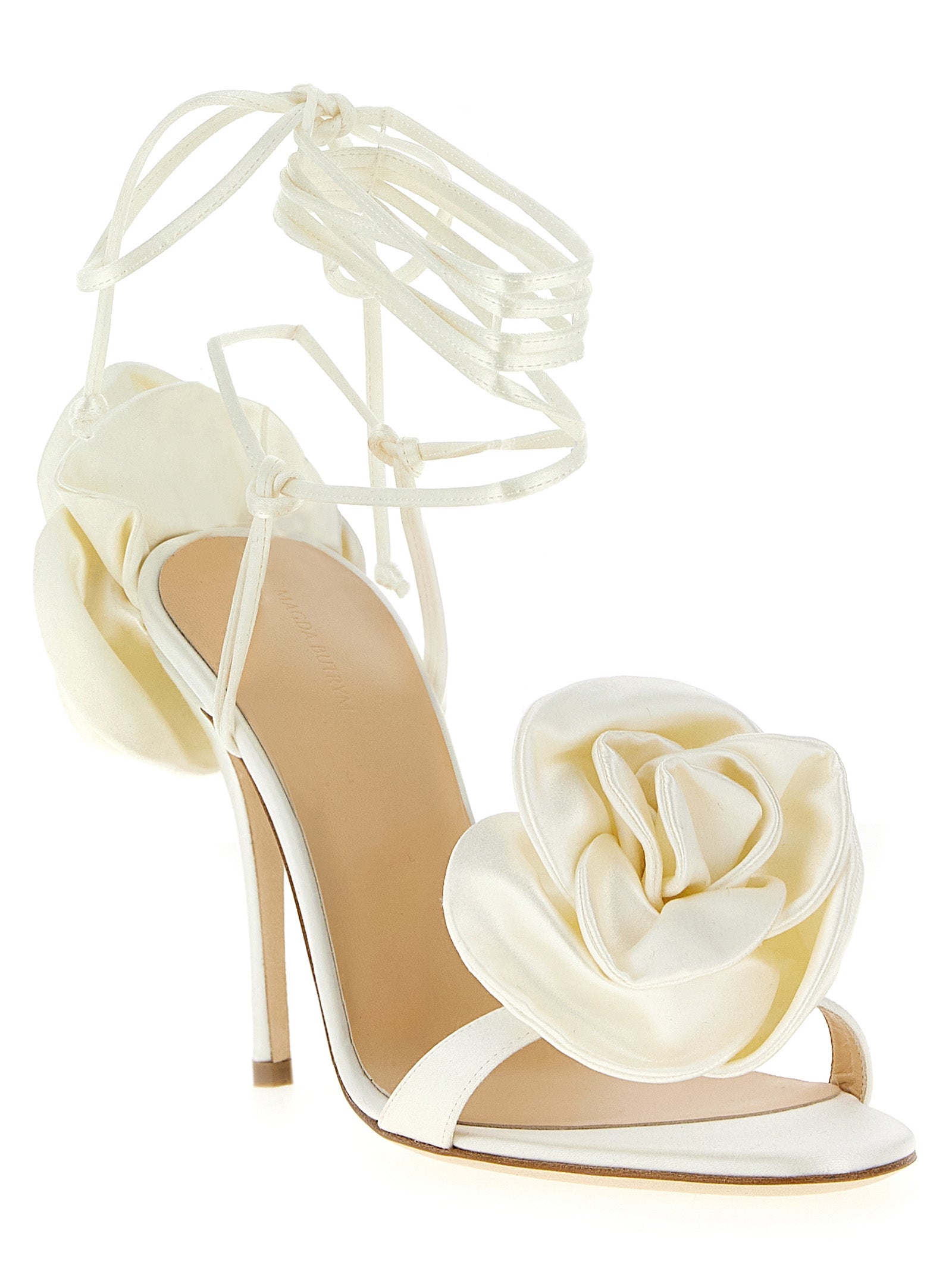Elevate your elegance with Magda Butrym's White Viscose Stiletto Heel Sandals from the RE23 Flower collection, handcrafted in Italy for a luxurious, bespoke fit.