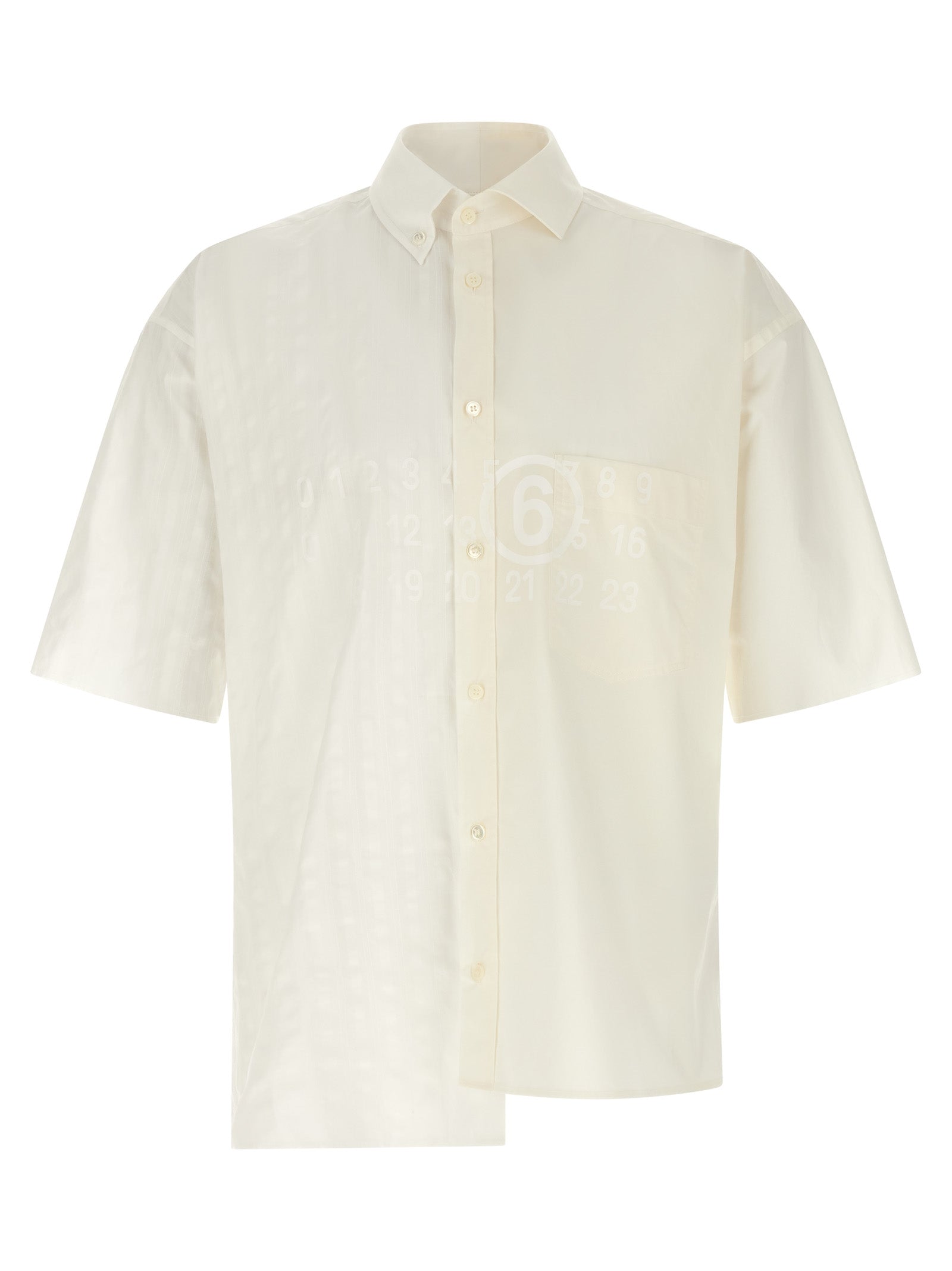Elevate your style with the MM6 Maison Margiela White Cotton Blouse, a testament to Italian craftsmanship, blending modern elegance with an avant-garde silhouette.