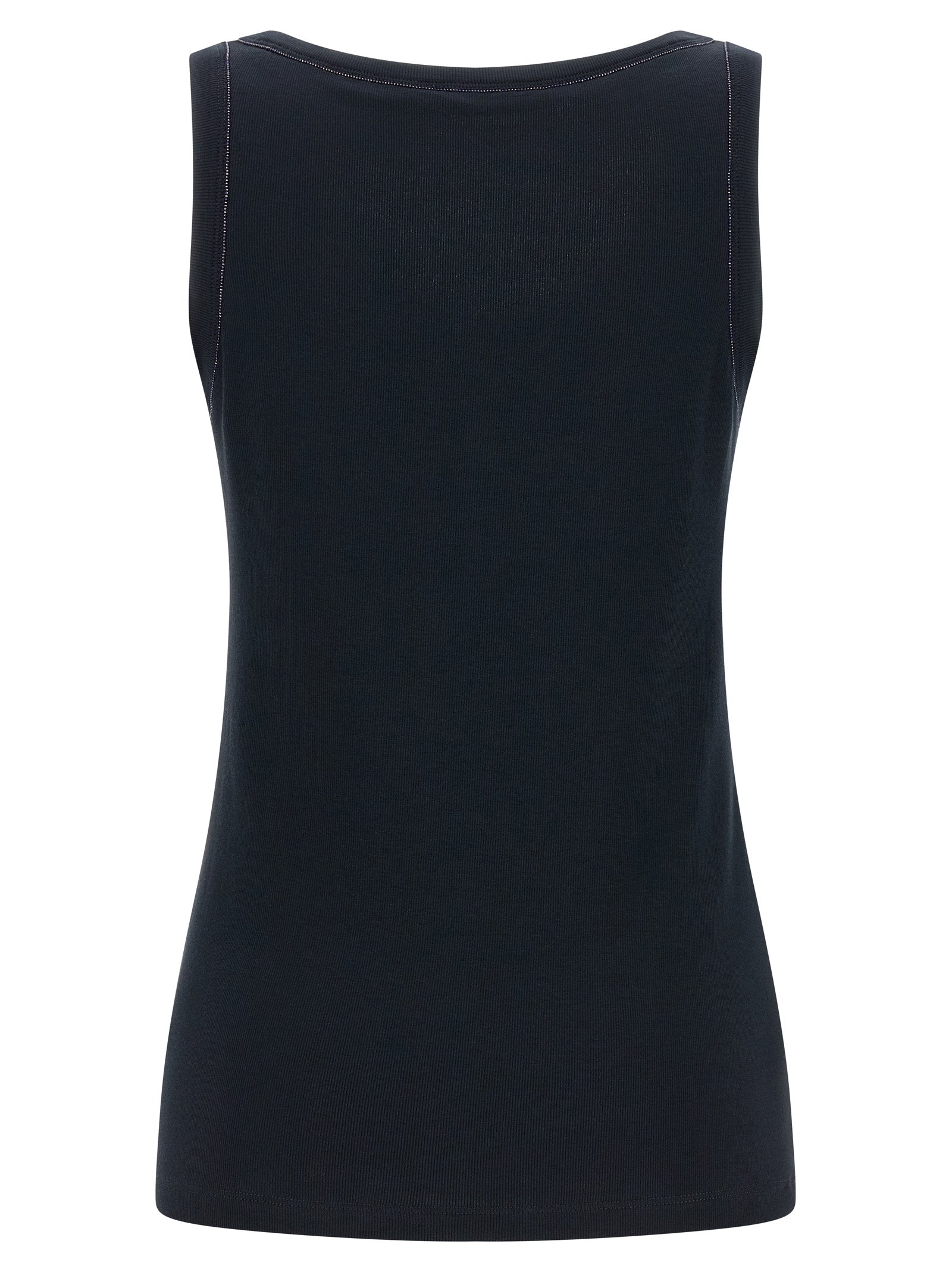 Experience the allure of Fabiana Filippi's Blue Cotton Sleeveless T-Shirt, crafted from a luxurious cotton blend, embodying timeless elegance and sophisticated style.