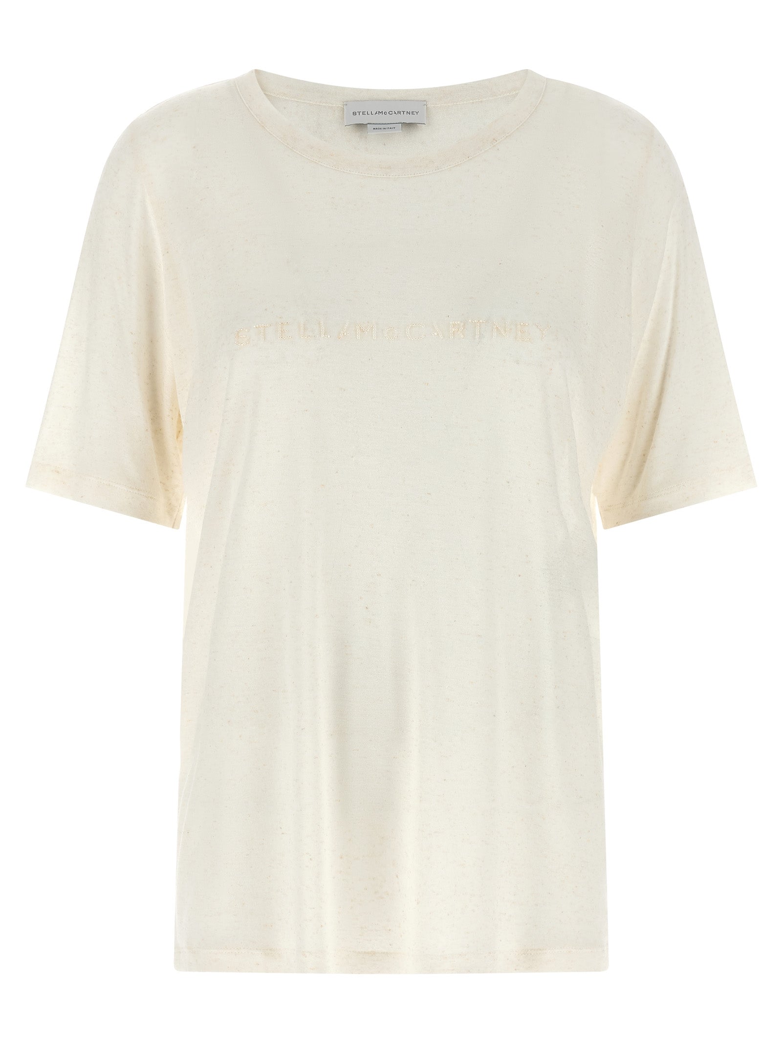 Elevate your wardrobe with the Stella McCartney White Viscose T-Shirt, a luxurious blend of comfort and sophistication, perfect for the discerning individual.
