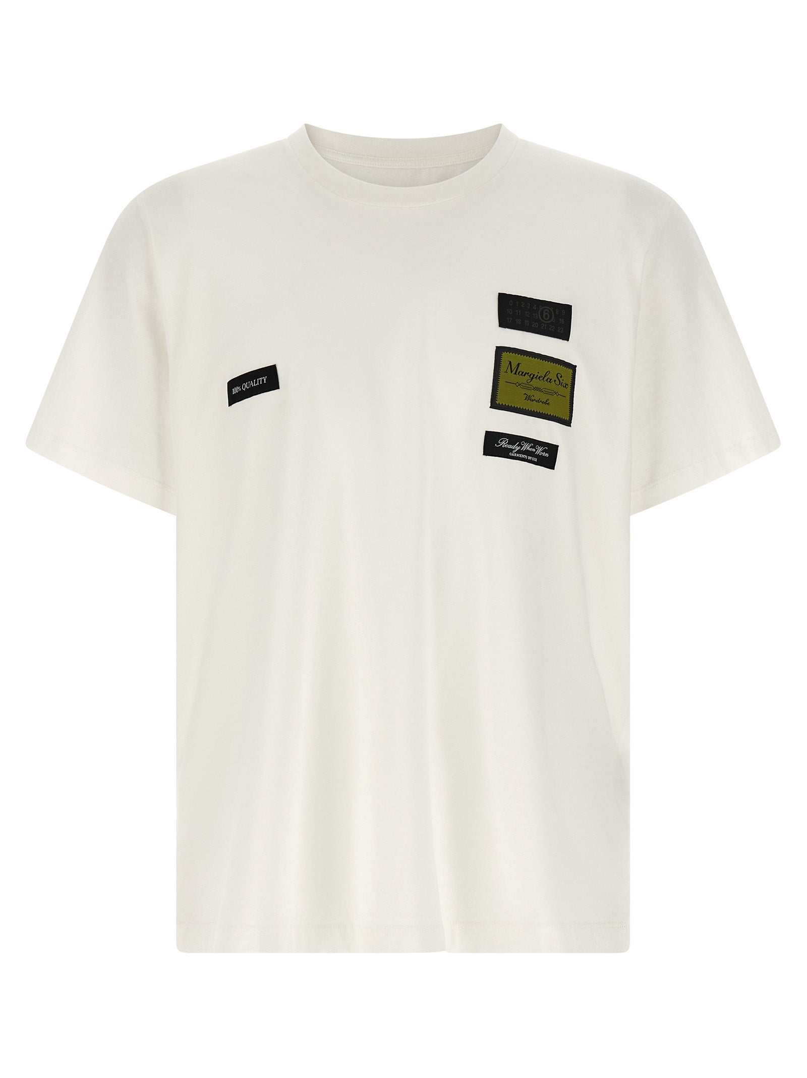 Elevate your wardrobe with the MM6 Maison Margiela White Cotton T-Shirt, a masterpiece of avant-garde design, embodying luxury and individuality for the discerning fashion enthusiast.