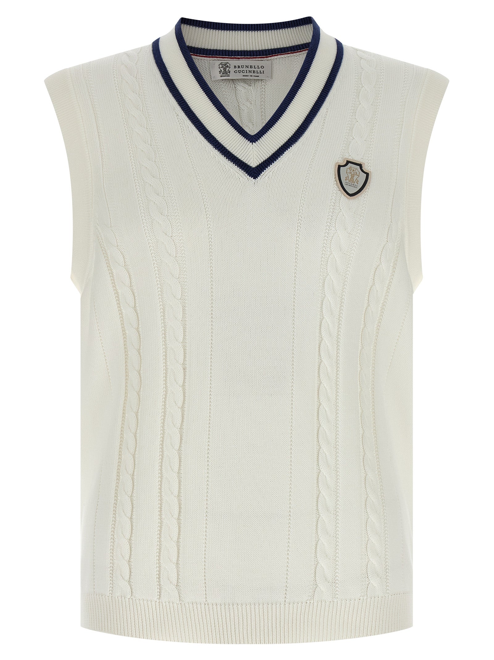 Brunello Cucinelli White Cotton Sleeveless Sweater – Couture Elegance