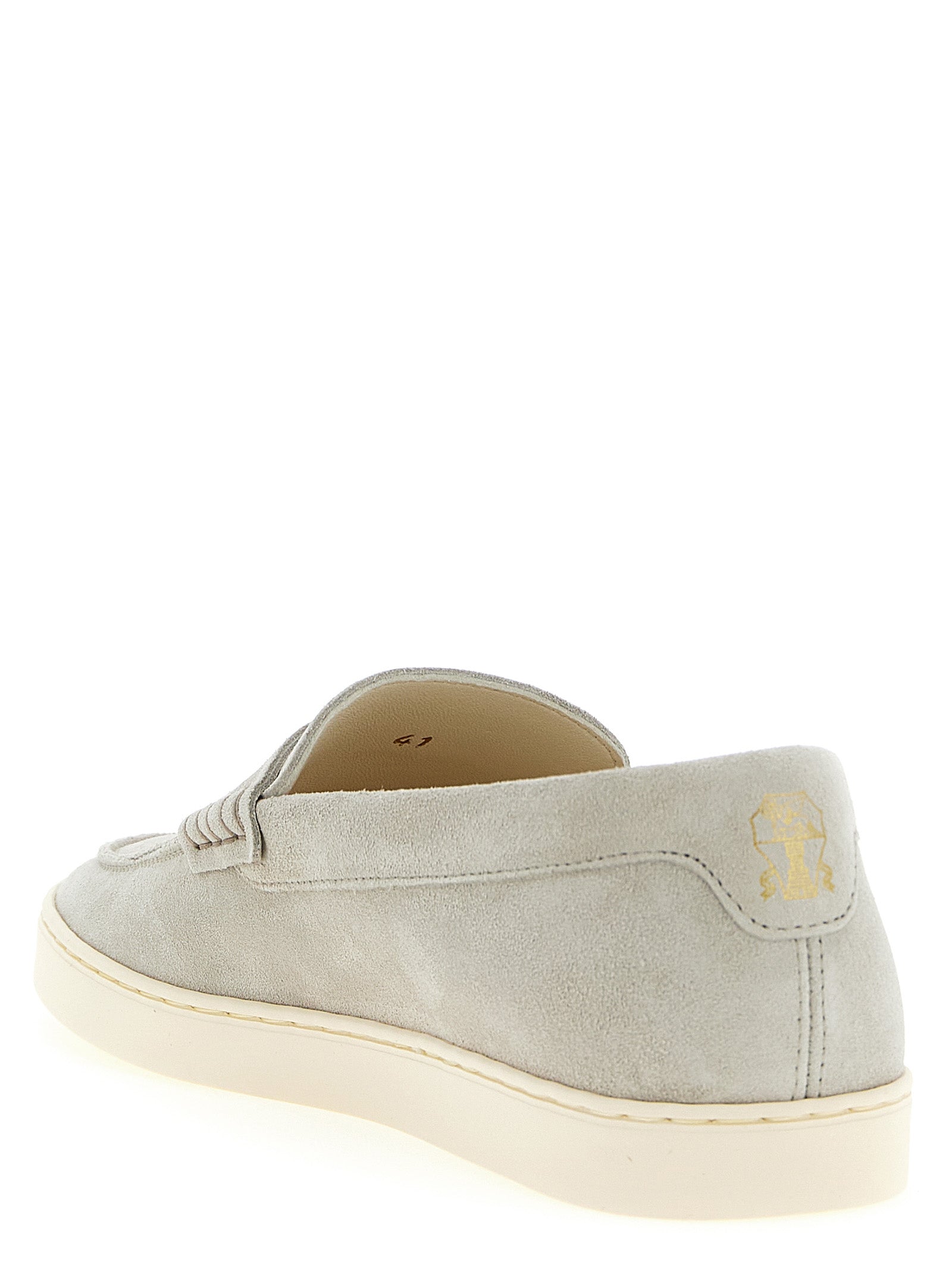 Brunello Cucinelli Gray Calfskin Slip-On Loafers | Artisanal Luxury