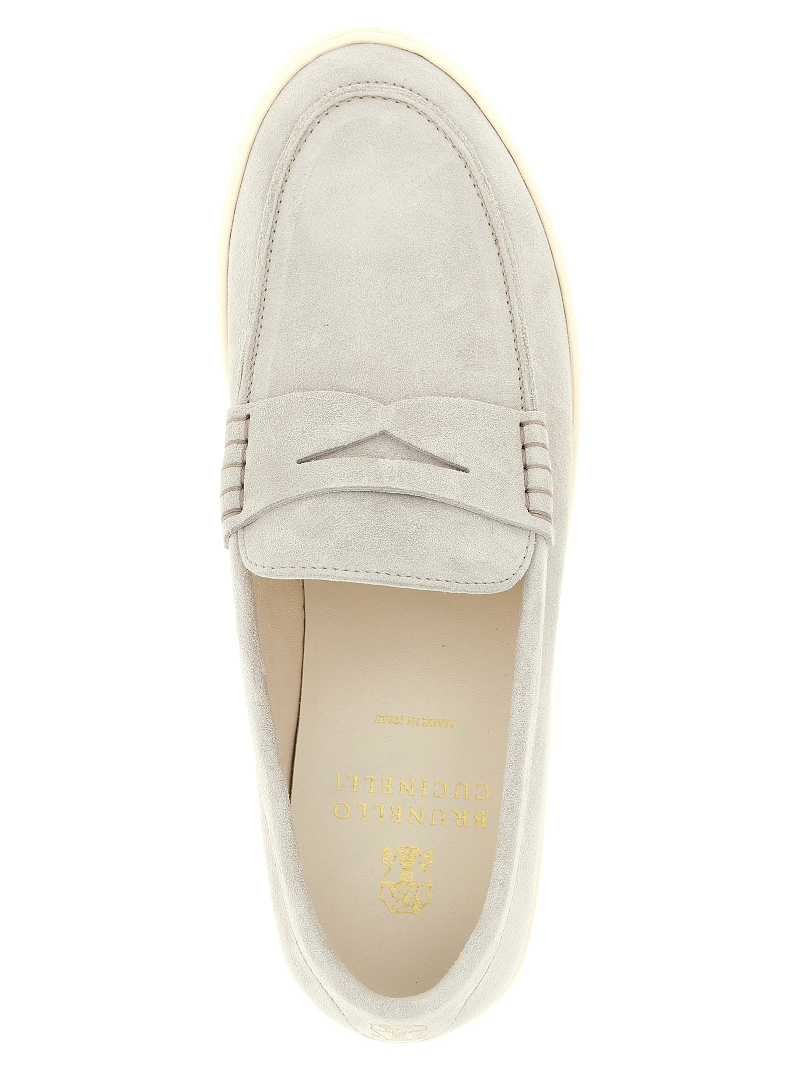 Brunello Cucinelli Gray Calfskin Slip-On Loafers, Artisanal Luxury