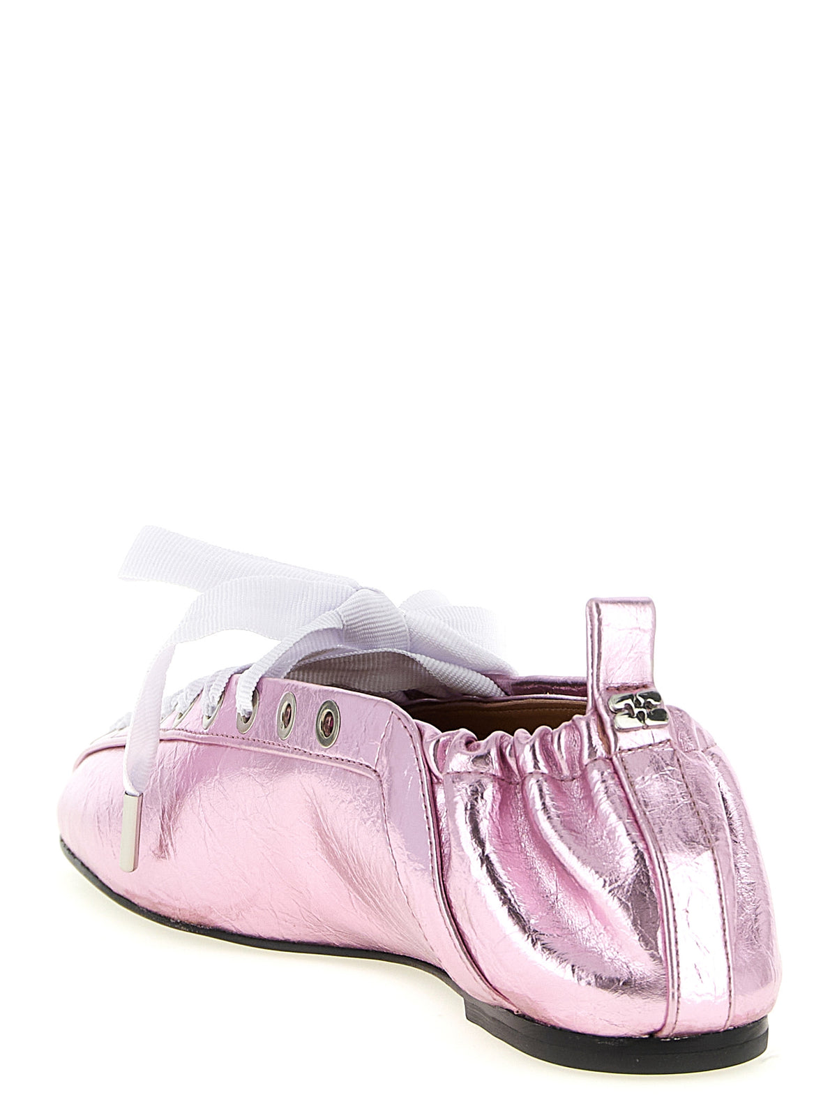 Ganni Lace-Up Ballet Flats - Sustainable Luxury Elegance