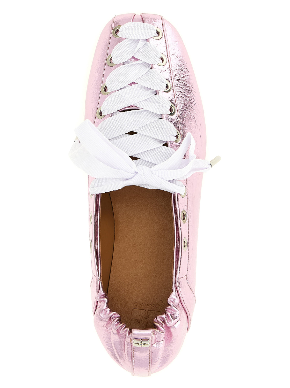 Ganni Lace-Up Ballet Flats - Sustainable Luxury Elegance