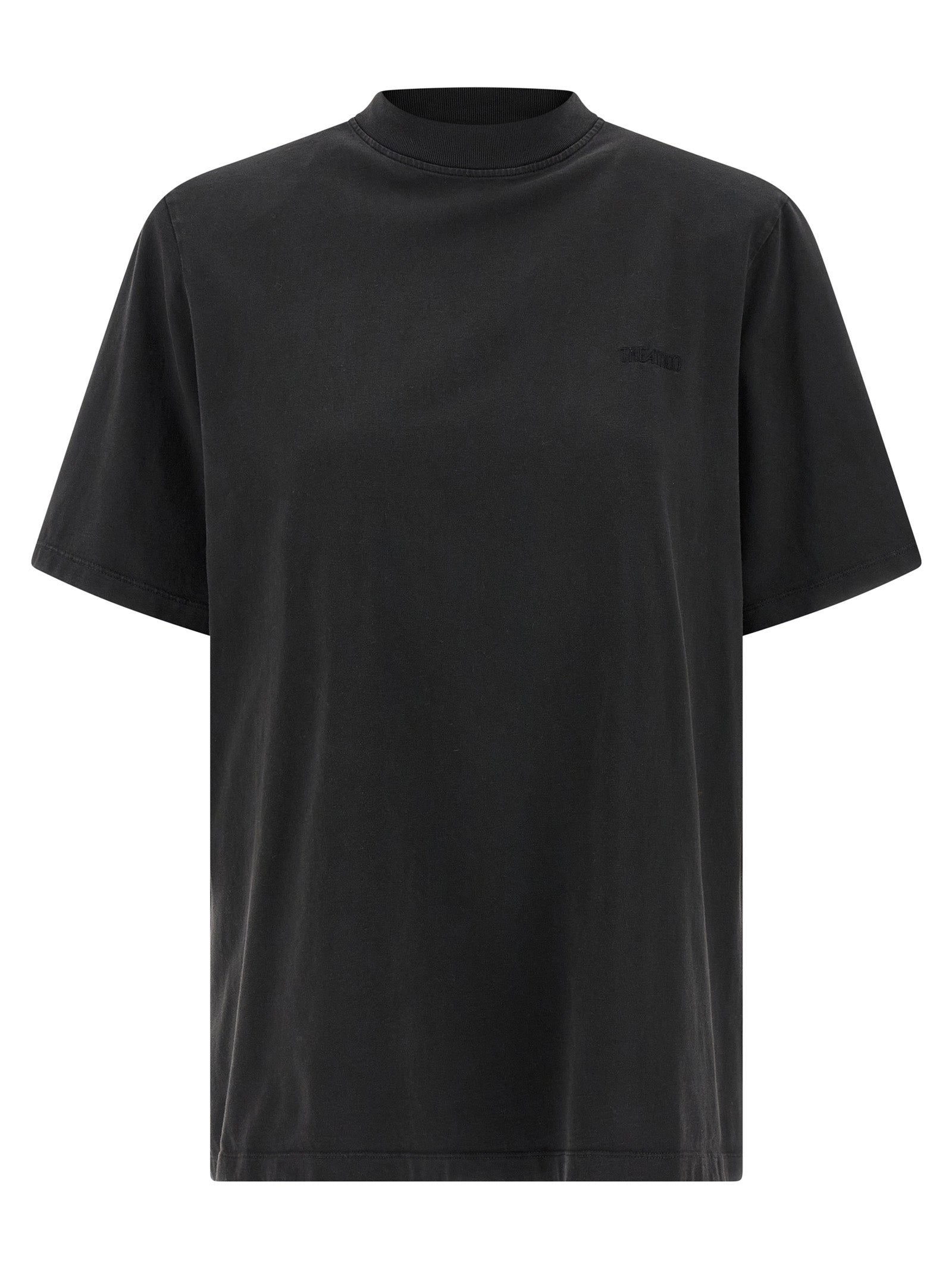 Experience the allure of The Attico Black Cotton T-Shirt, crafted in Portugal from premium cotton, merging sophistication with effortless style for the discerning individual.