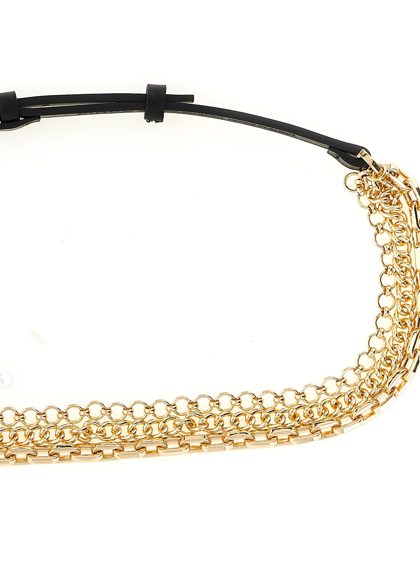 Elevate your style with the PINKO Gold Cowhide Belt, a luxurious 100% cow leather accessory adorned with striking chains, embodying artistry and sophistication.