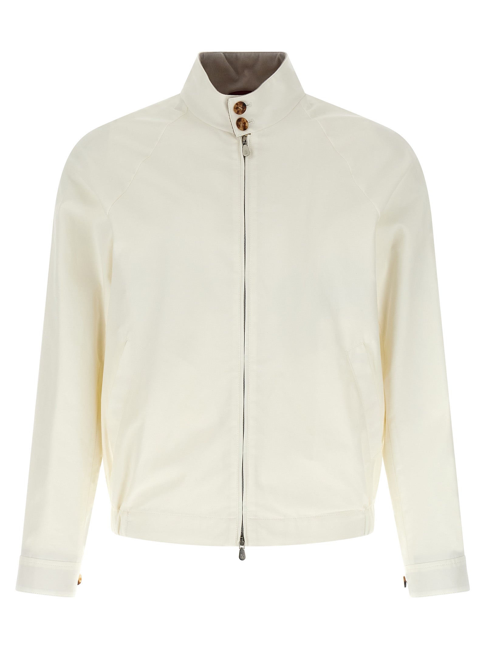 Brunello Cucinelli White Cotton Full-Length Designer Jacket Couture