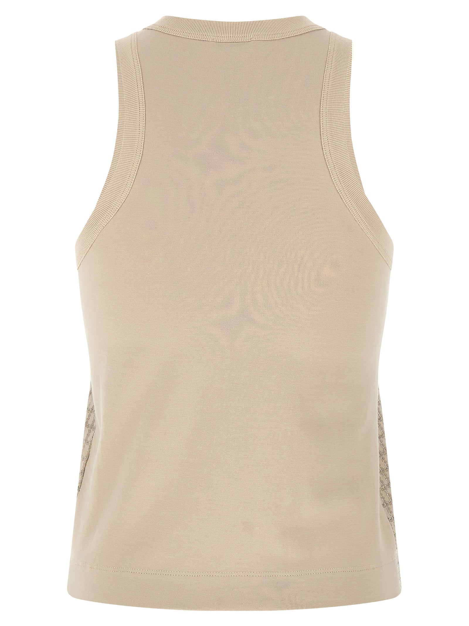 Brunello Cucinelli Beige Cotton Tank Top, Luxurious Couture Elegance