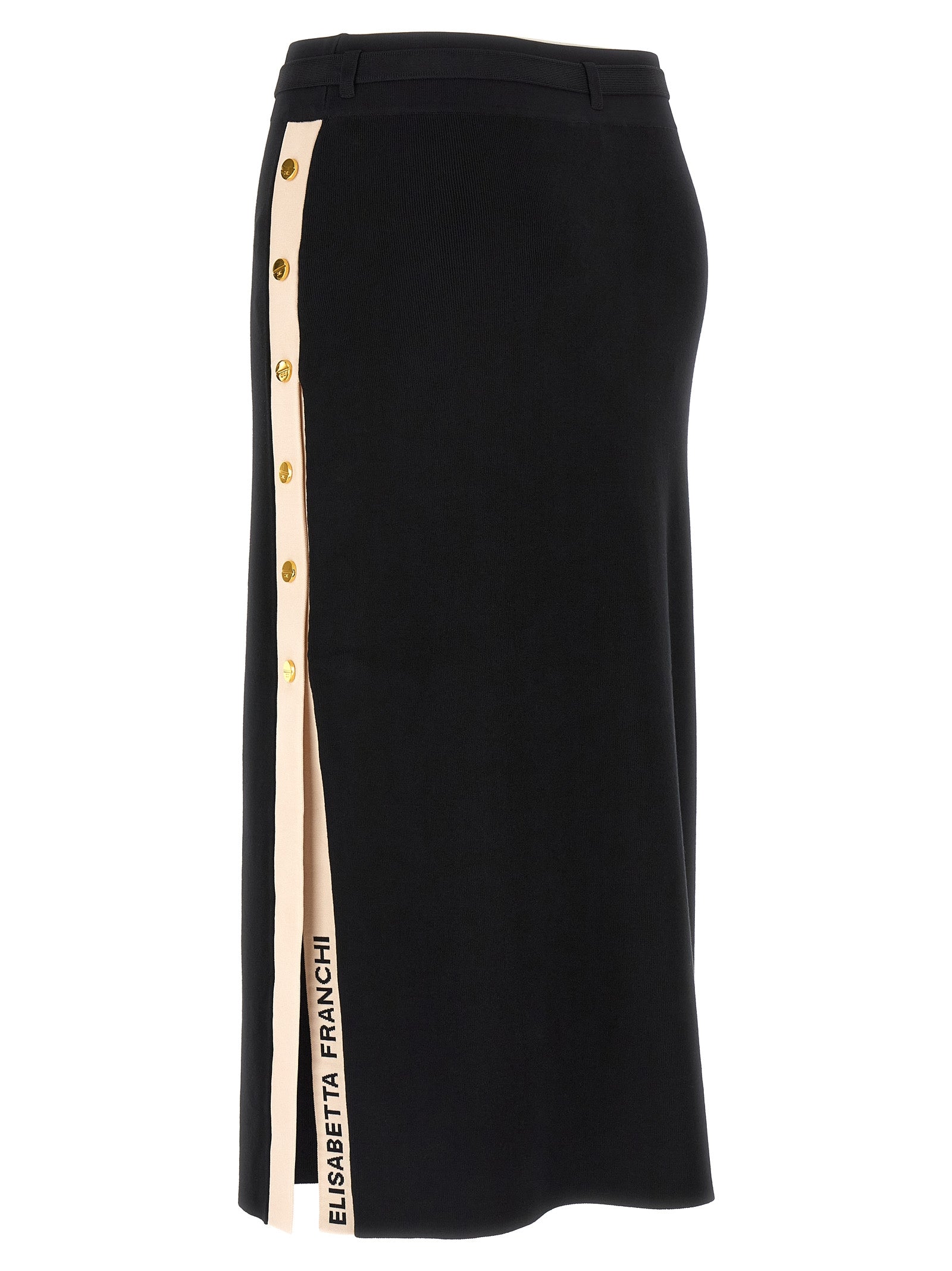 Elisabetta Franchi Black Viscose Midi Skirt
