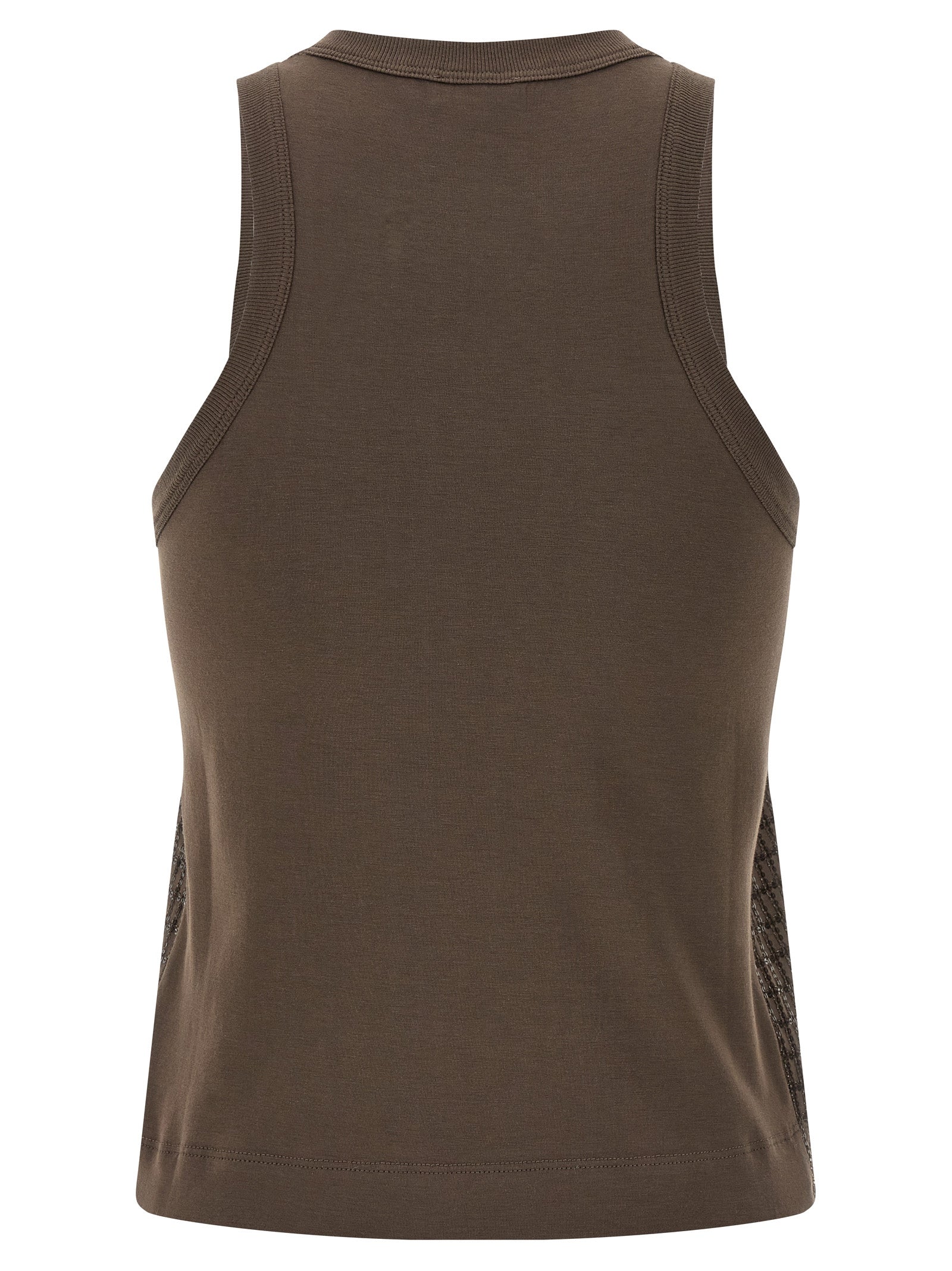 Brunello Cucinelli Brown Cotton Tank Top - Artisanal Luxury