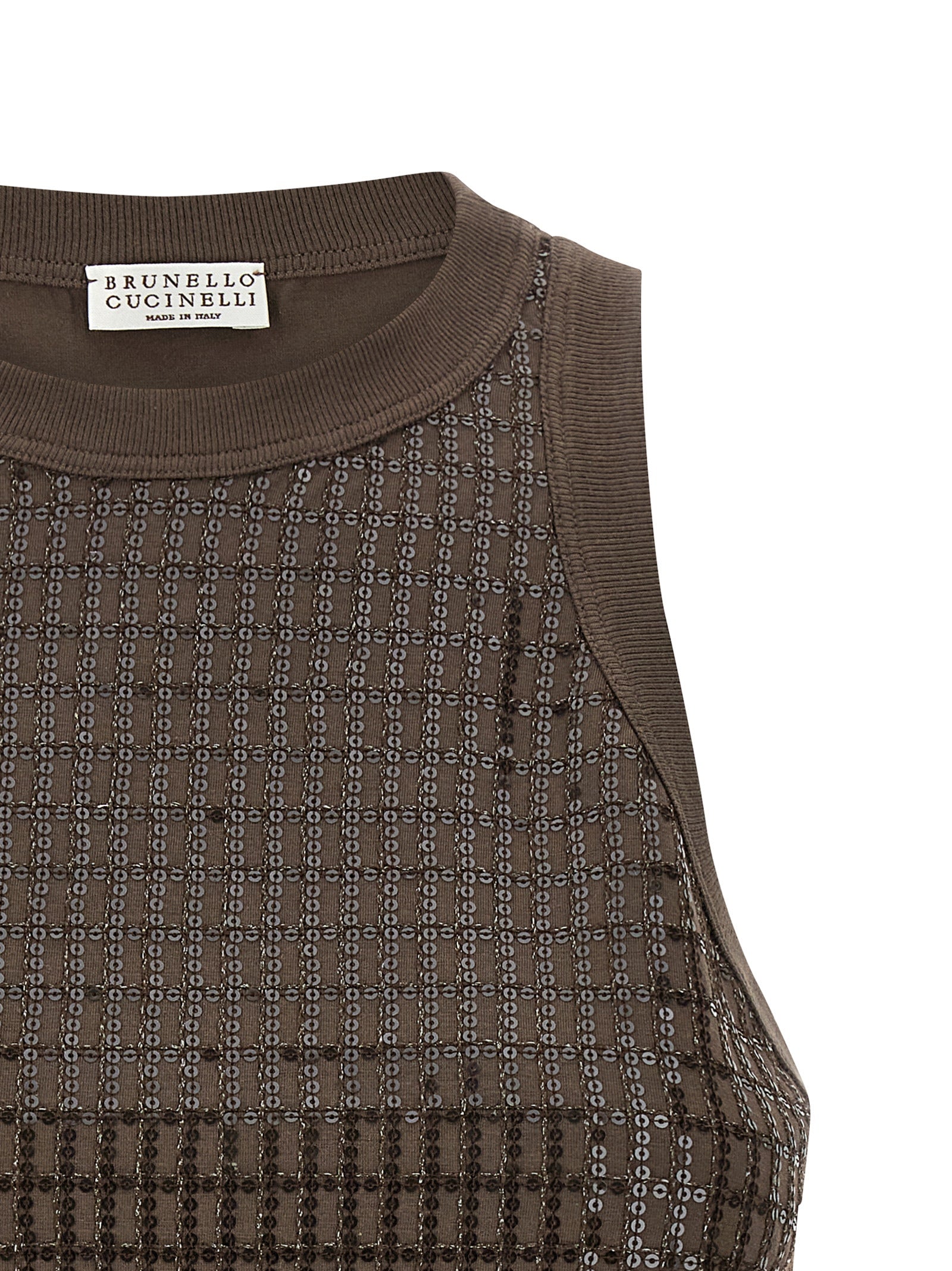 Brunello Cucinelli Brown Cotton Tank Top, Artisanal Luxury Fashion