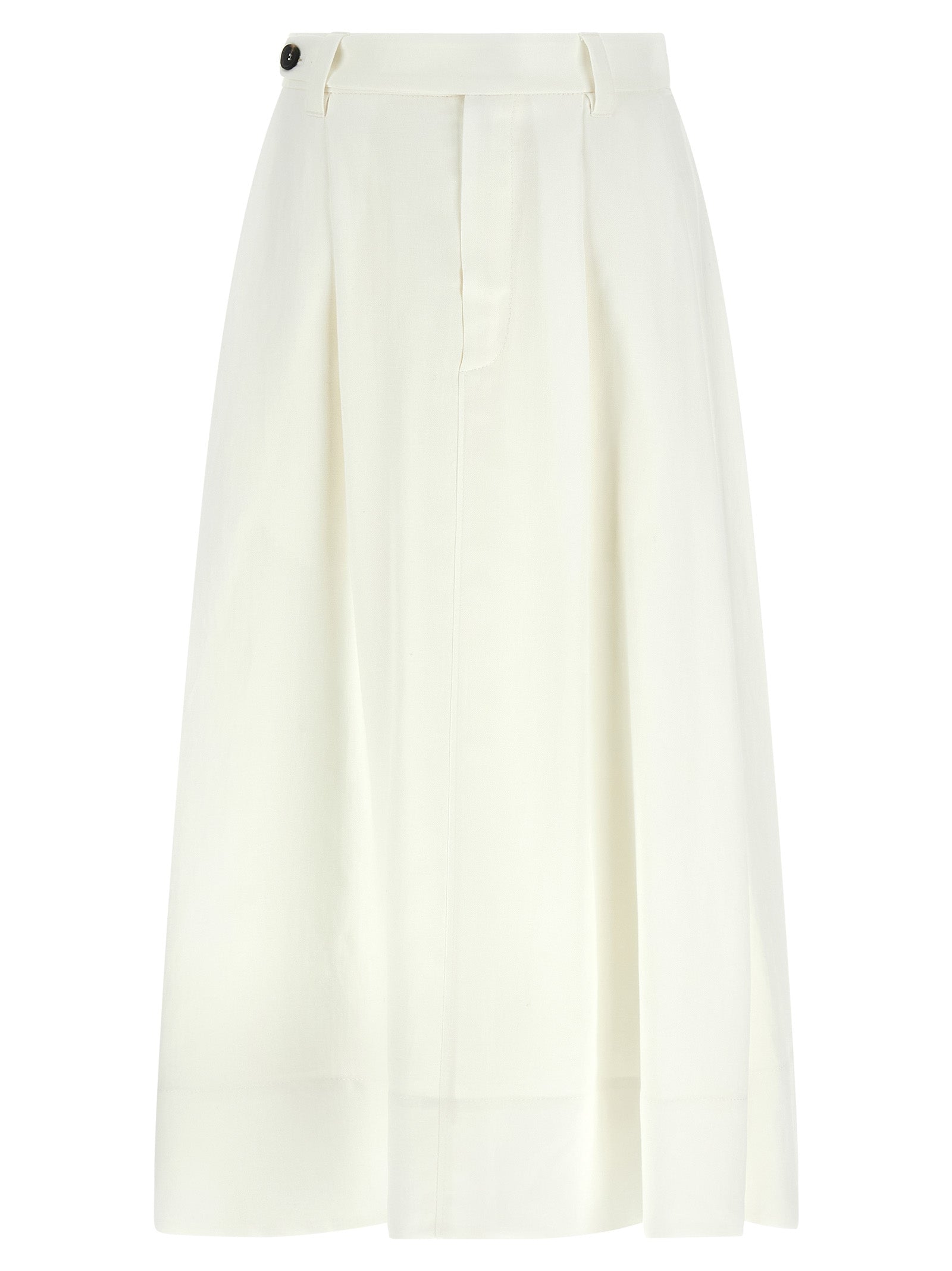 Brunello Cucinelli White Viscose Midi Skirt, Artisanal Elegance