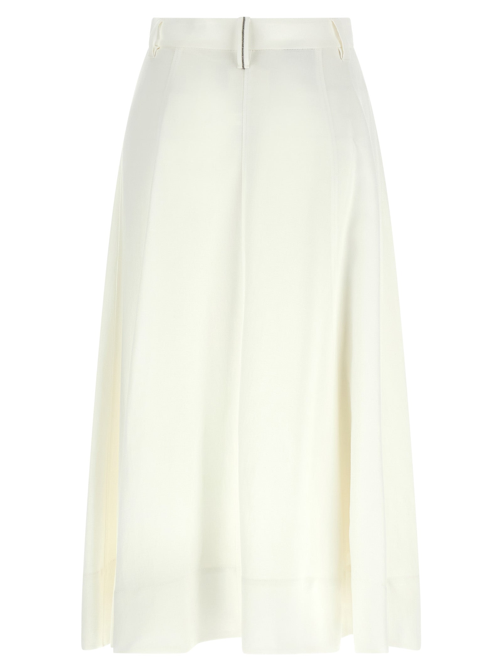 Brunello Cucinelli White Midi Skirt – Luxurious Couture Elegance