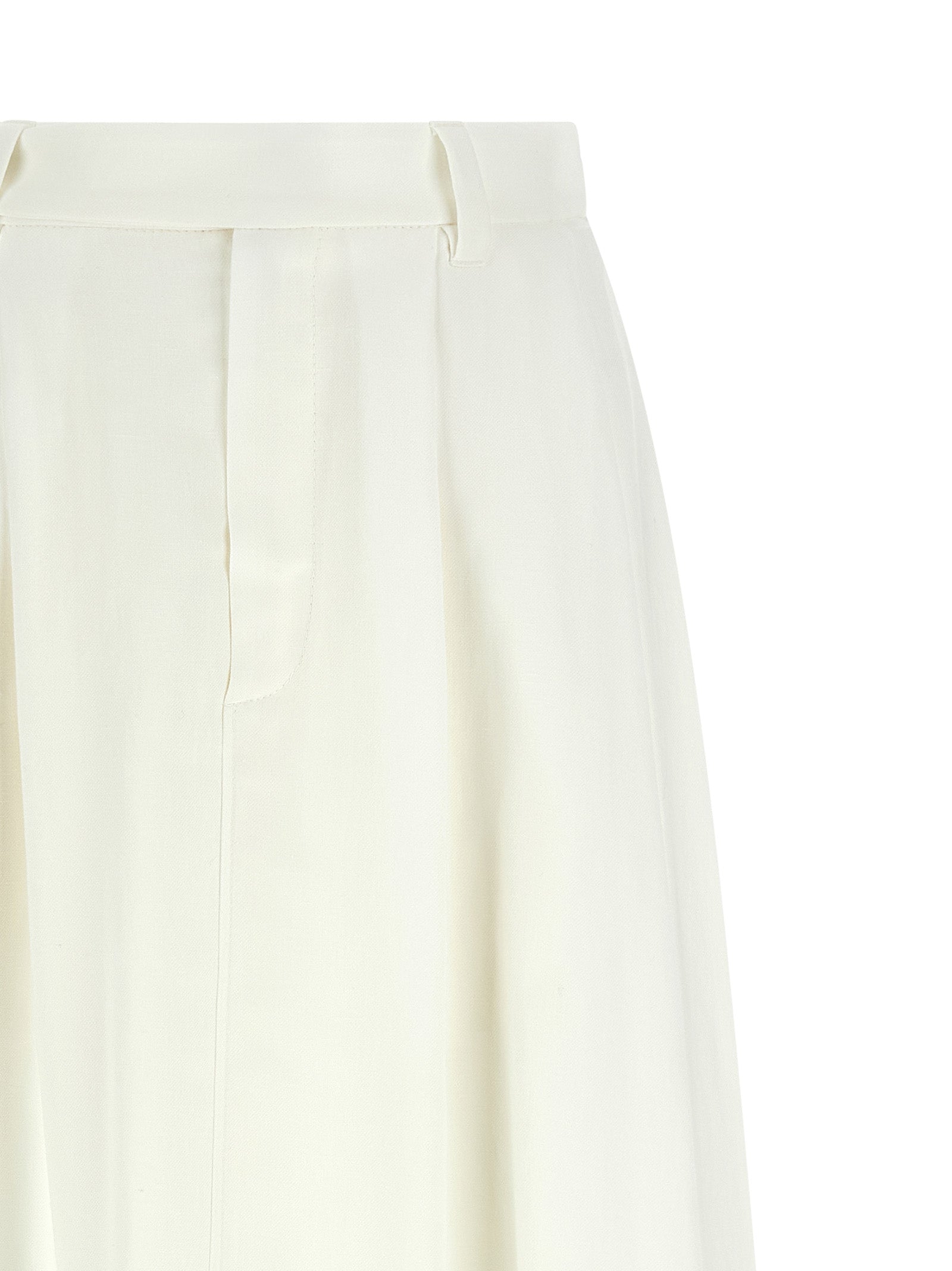Brunello Cucinelli White Viscose Midi Skirt, Luxurious Couture Elegance