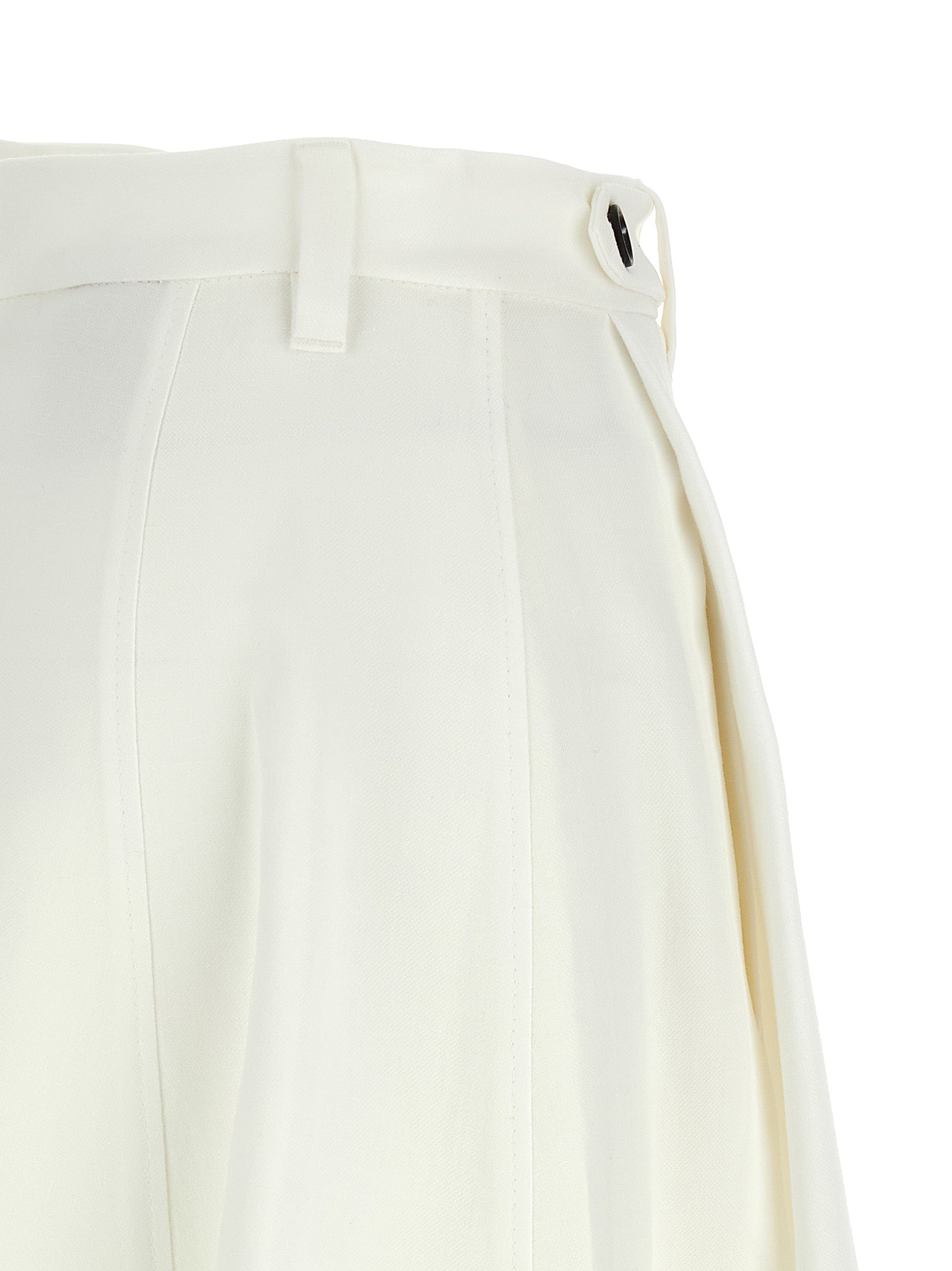 Brunello Cucinelli White Viscose Midi Skirt, Timeless Couture Elegance