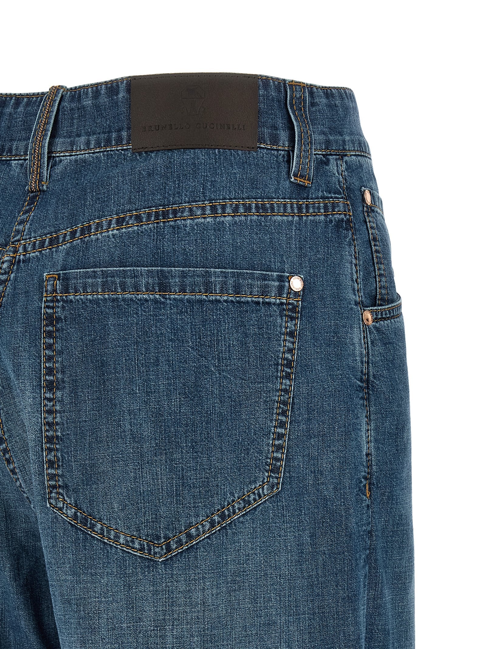 Brunello Cucinelli Blue Cotton Relaxed Fit Jeans, Designer Luxury