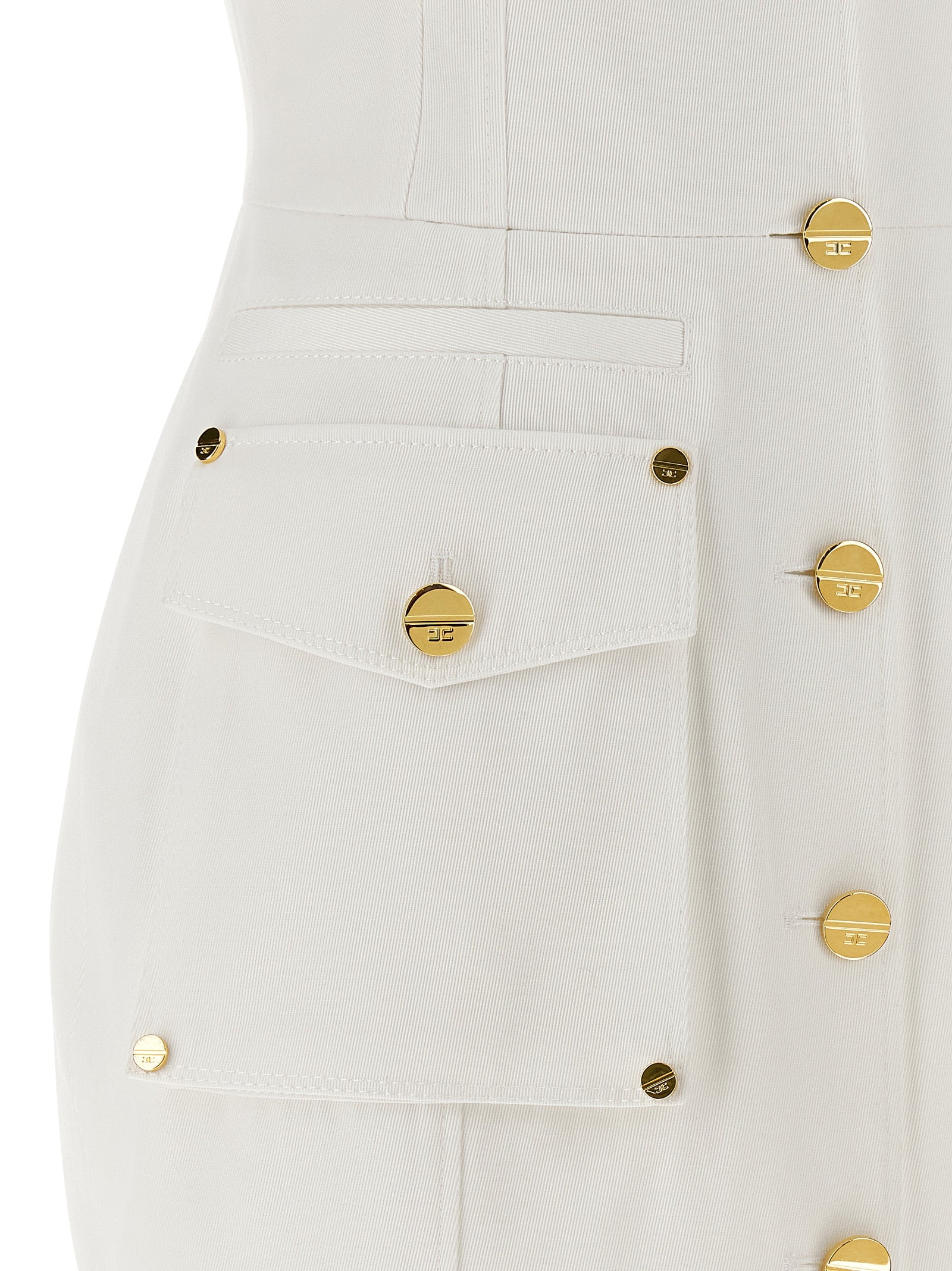 Elisabetta Franchi White Cotton Short Dress