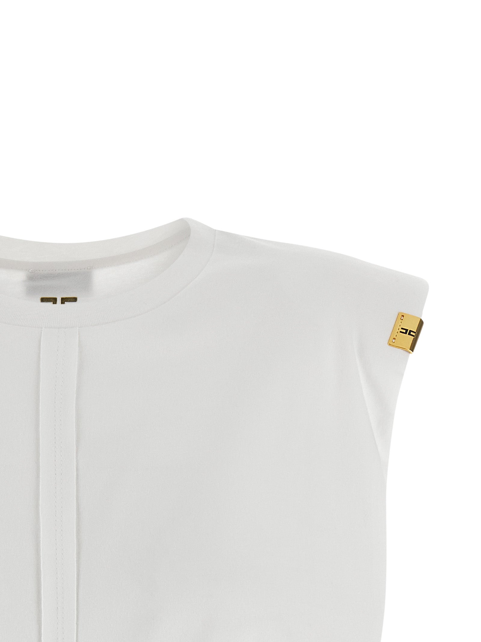 Elisabetta Franchi White Cotton Sleeveles T-Shirt