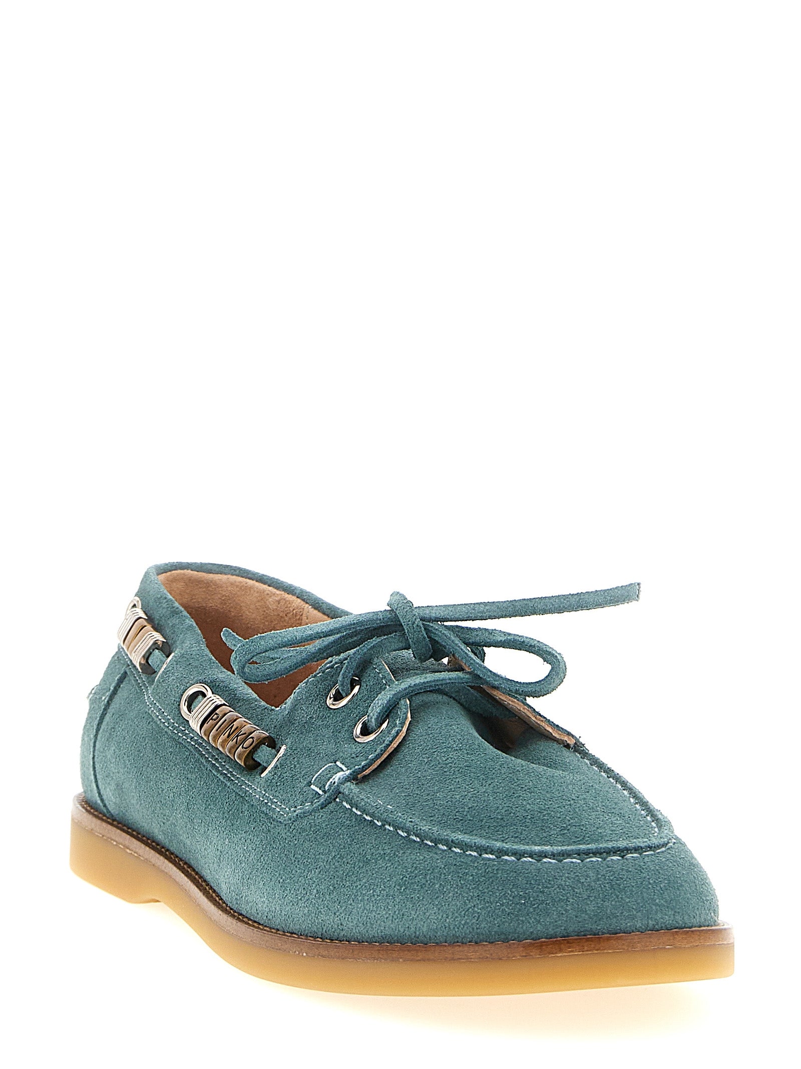 Indulge in the luxurious allure of PINKO's Blue Calfskin Moccassin, where exquisite craftsmanship meets modern elegance, perfect for the discerning connoisseur.