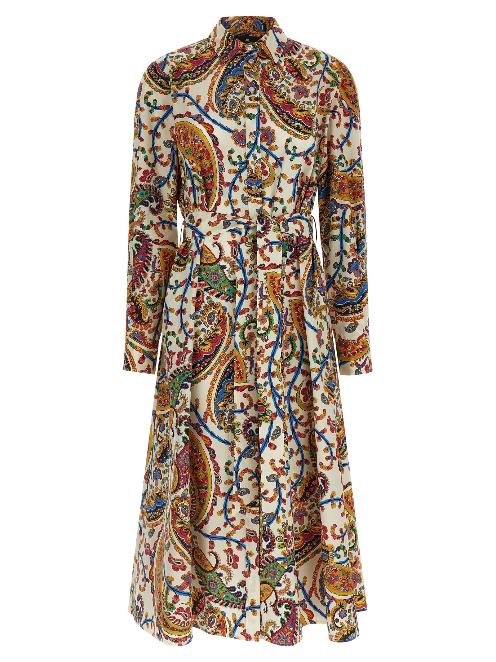 Elevate your elegance with the Etro Multicolor Cotton Midi Dress, a masterpiece of Italian craftsmanship featuring a stunning paisley print and versatile styling options.