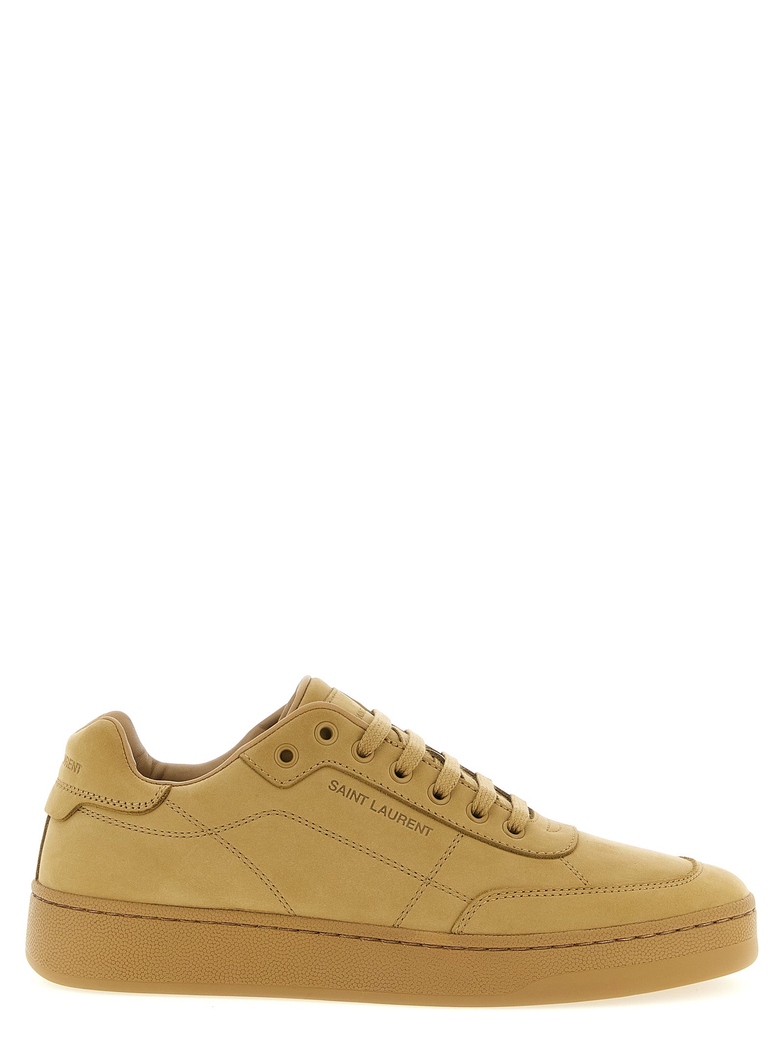 Experience the allure of Saint Laurent's Beige Calfskin Sneakers, where Italian craftsmanship meets urban sophistication, elevating your style with every step.