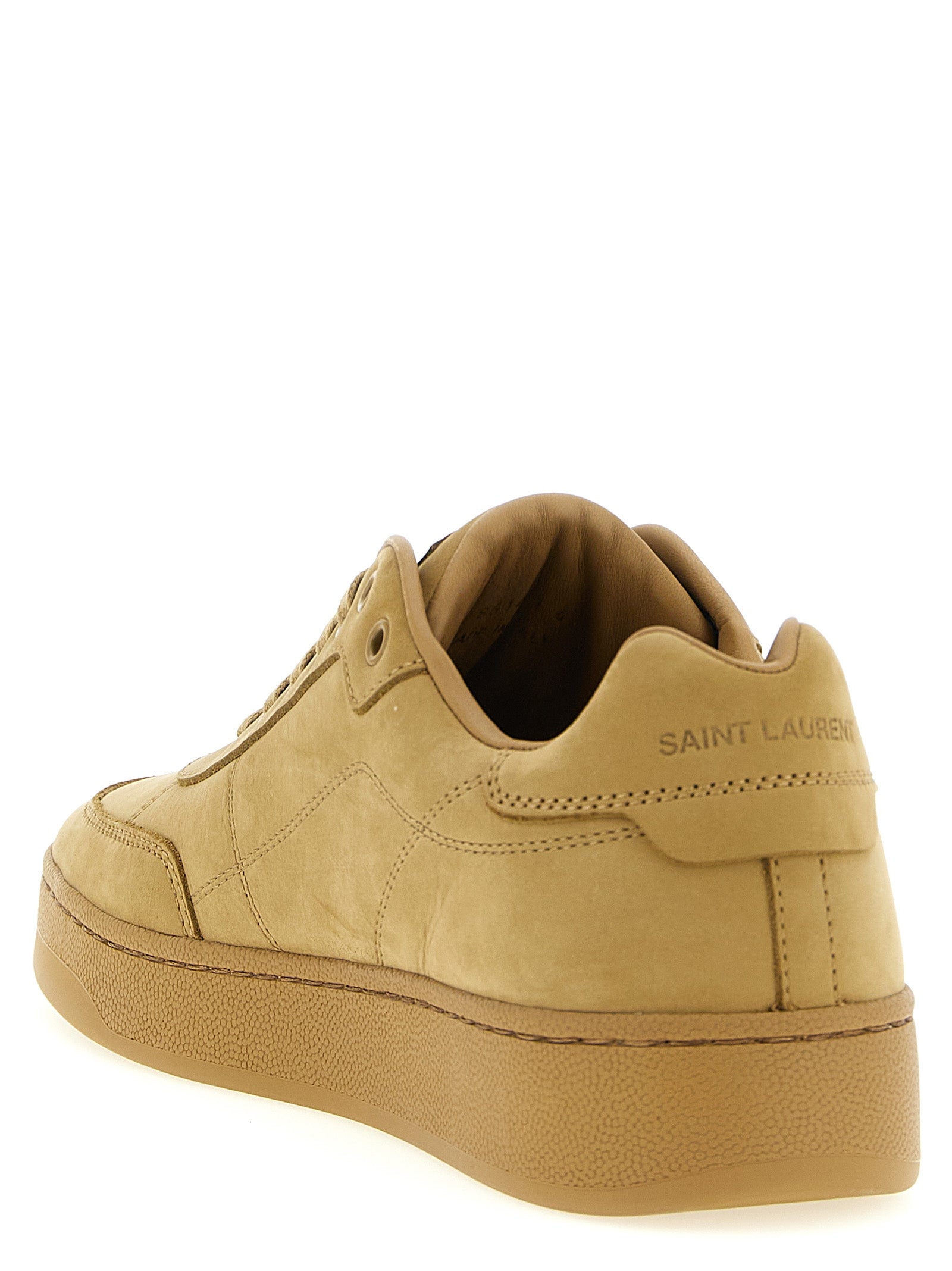Indulge in the elegance of Saint Laurent Beige Calfskin Sneakers, where Italian craftsmanship meets urban sophistication, elevating your style with every step.