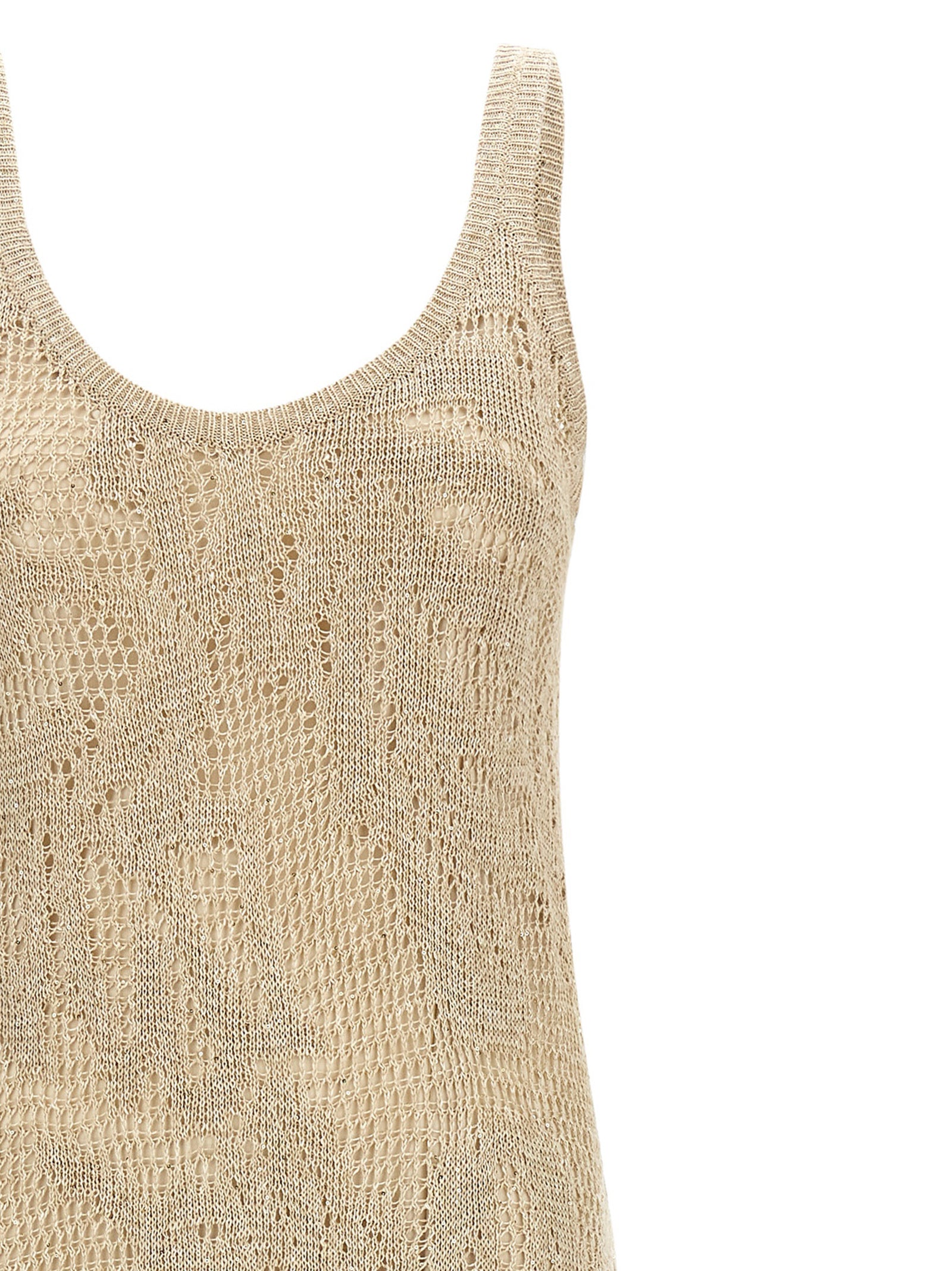 Brunello Cucinelli Beige Linen Long Dress, Artisanal Luxury Couture