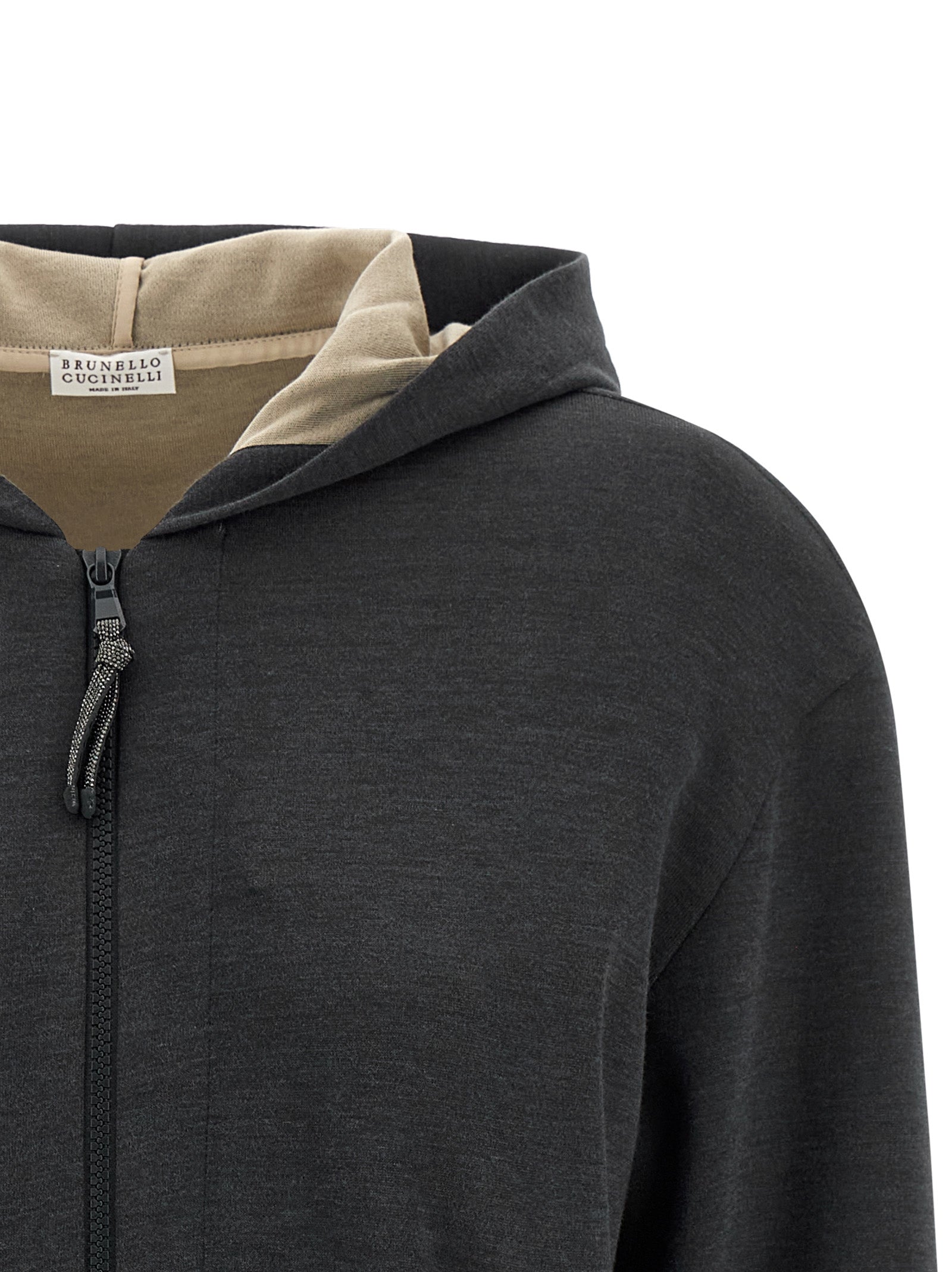 Brunello Cucinelli Gray Cotton Hoodie, Artisanal Luxury Comfort