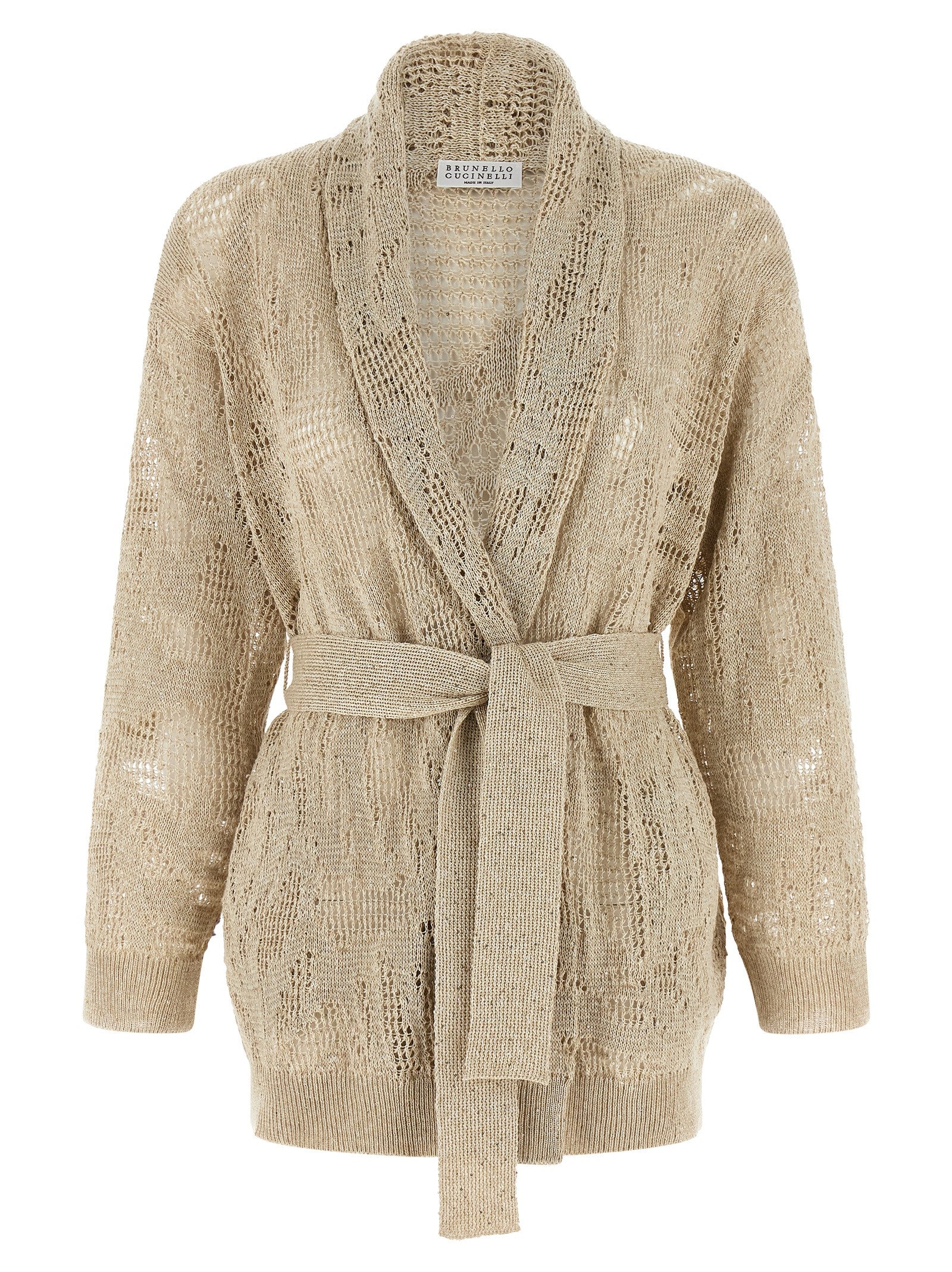 Brunello Cucinelli Beige Linen Cardigan - Artisanal Luxury Couture