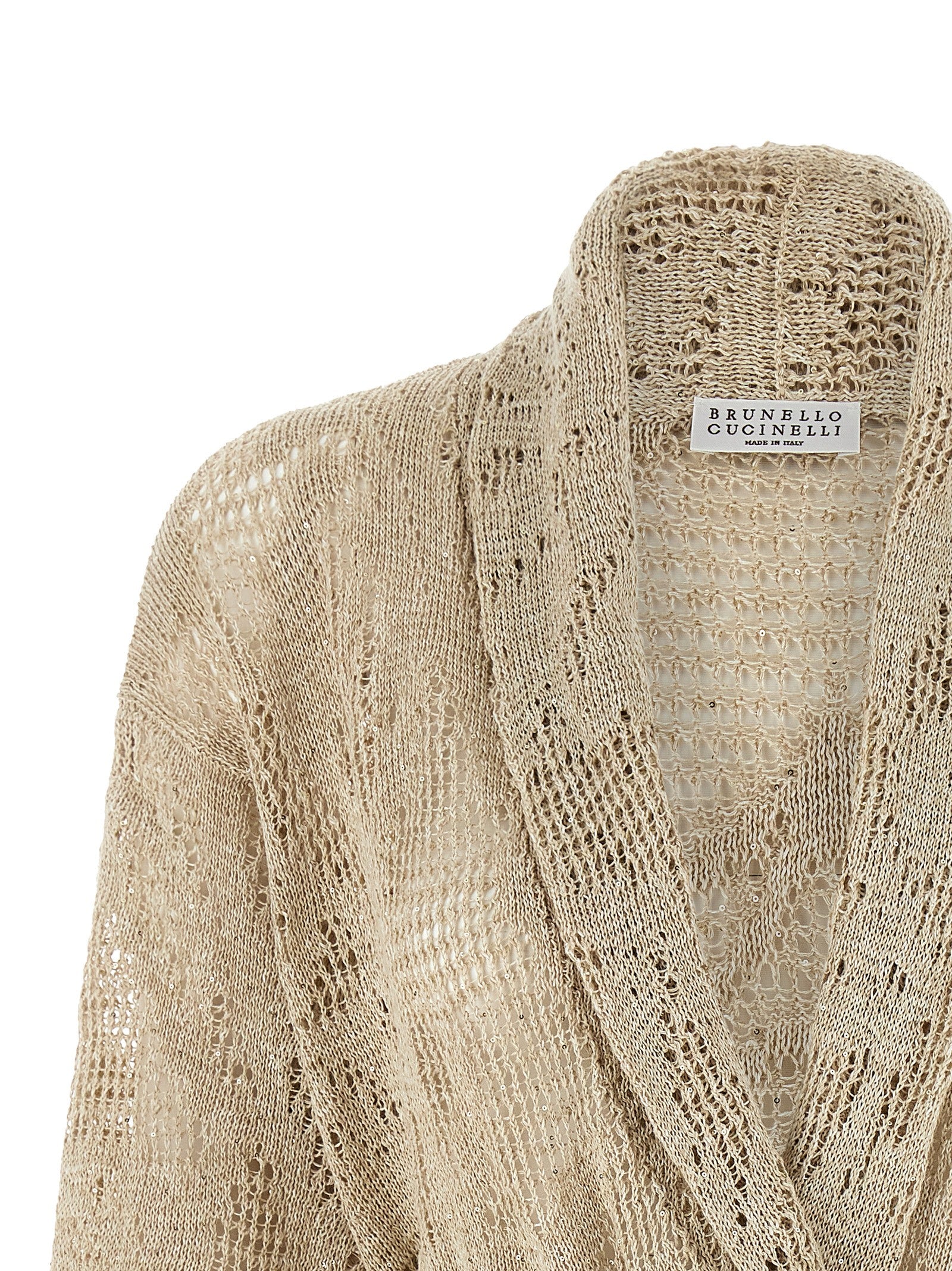 Brunello Cucinelli Beige Linen Cardigan - Artisanal Luxury Fashion