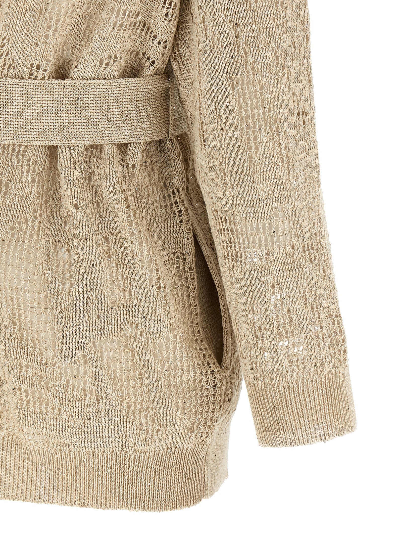 Brunello Cucinelli Beige Linen Cardigan - Artisan Luxury Couture