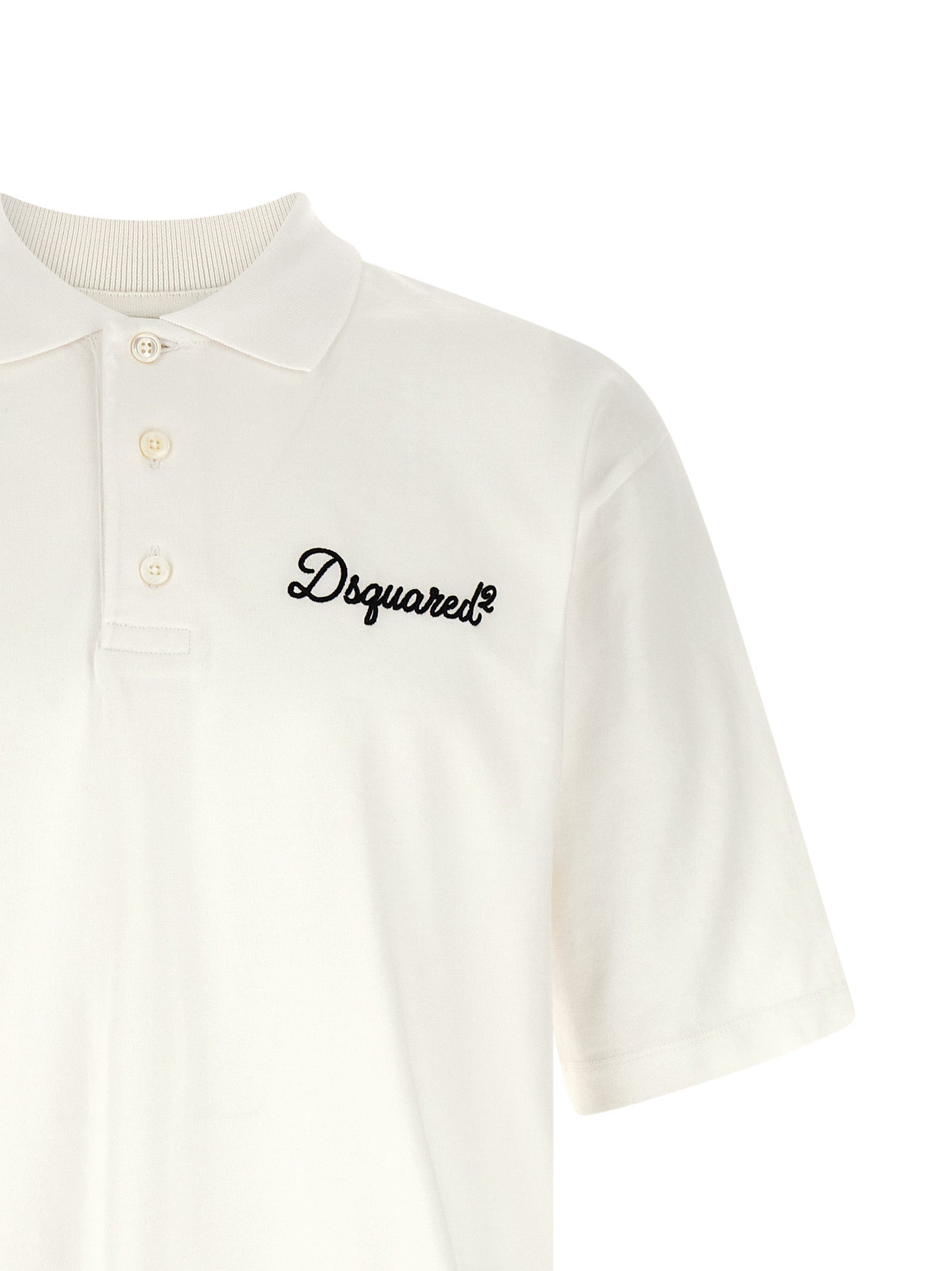 Dsquared² White Cotton Polo Shirt - Designer Luxury Couture