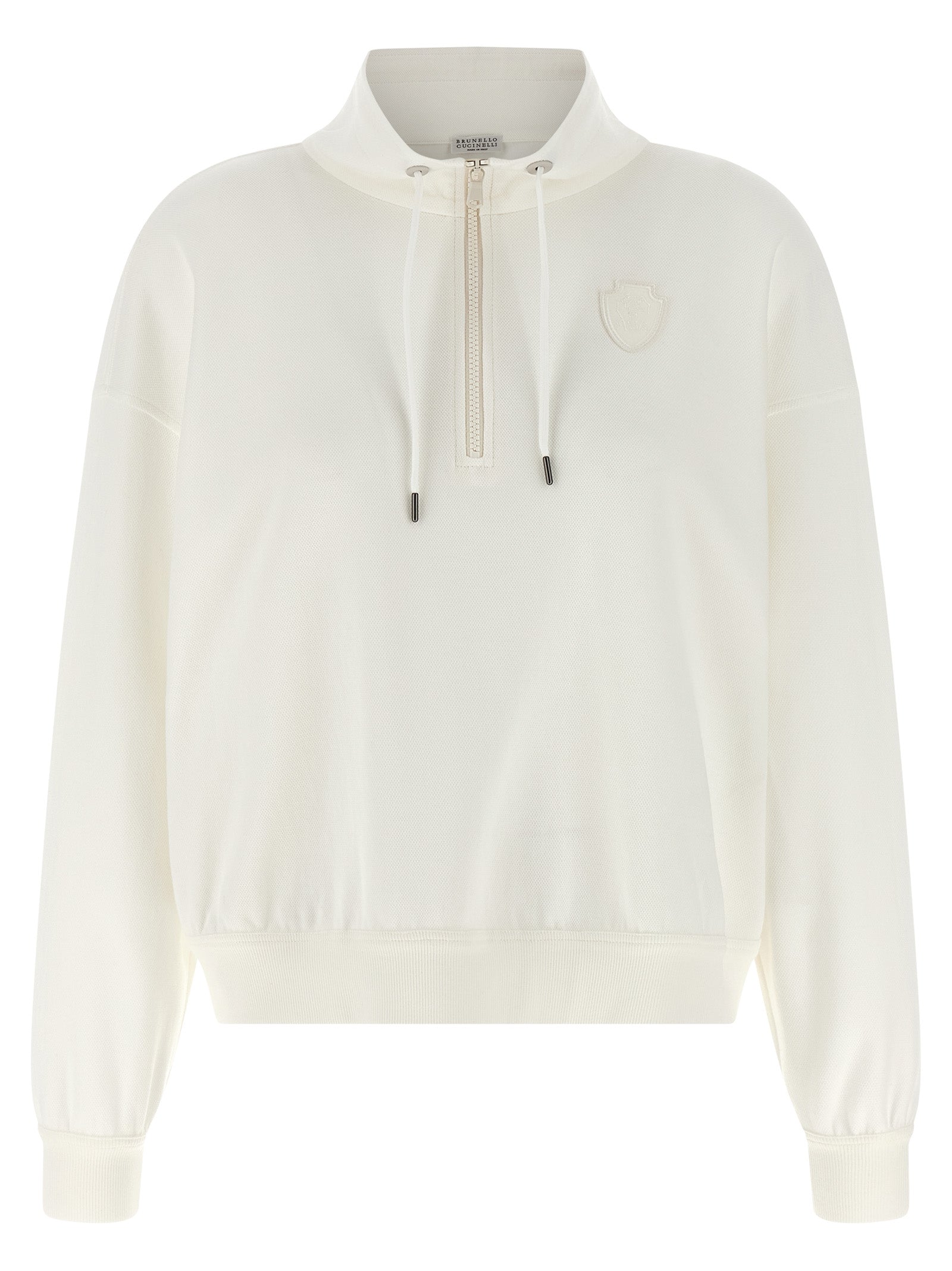 Brunello Cucinelli White Cotton Sweatshirt - Artisan Luxury Couture