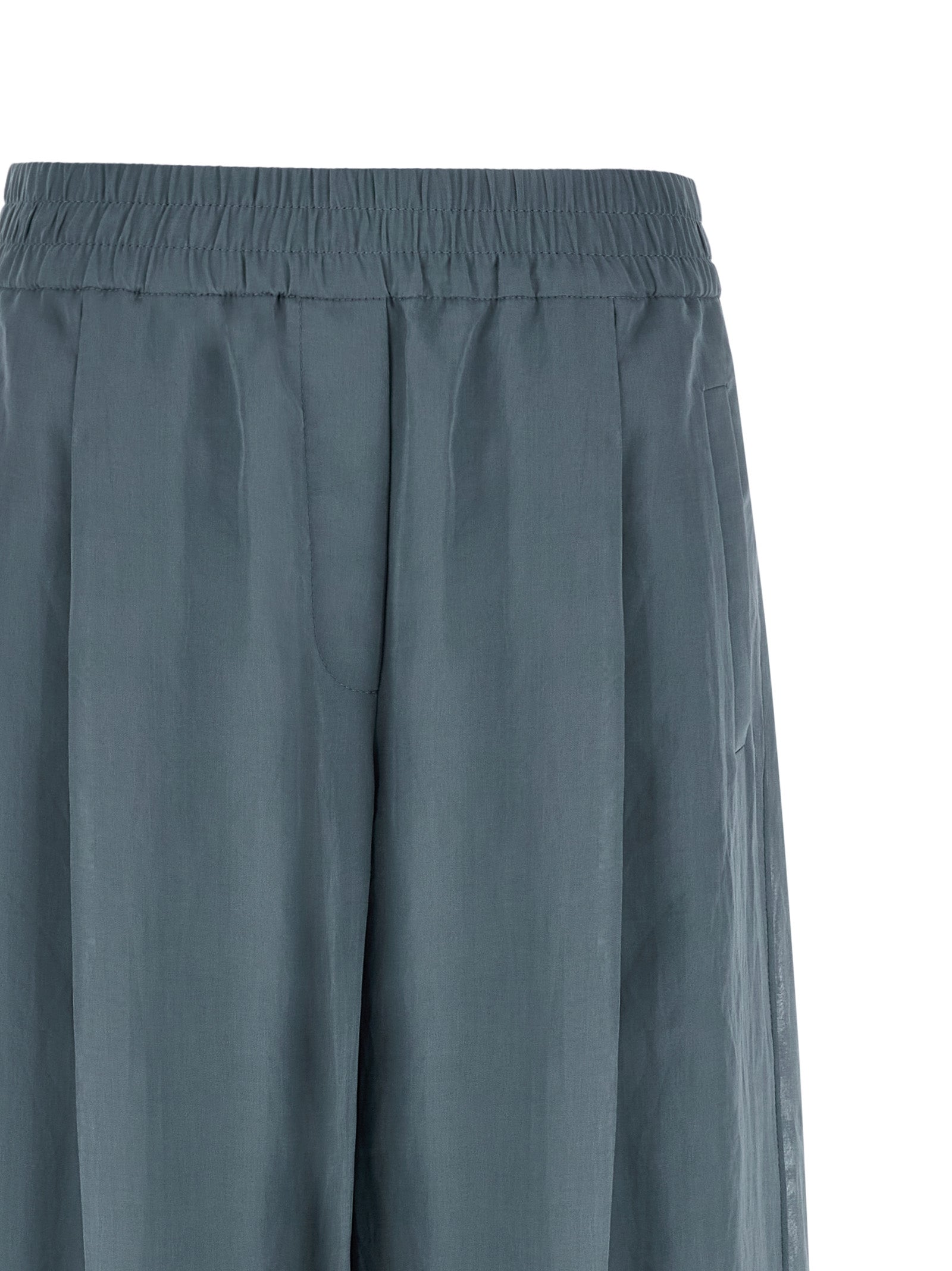 Brunello Cucinelli Blue Cotton Casual Pants, Artisanal Elegance