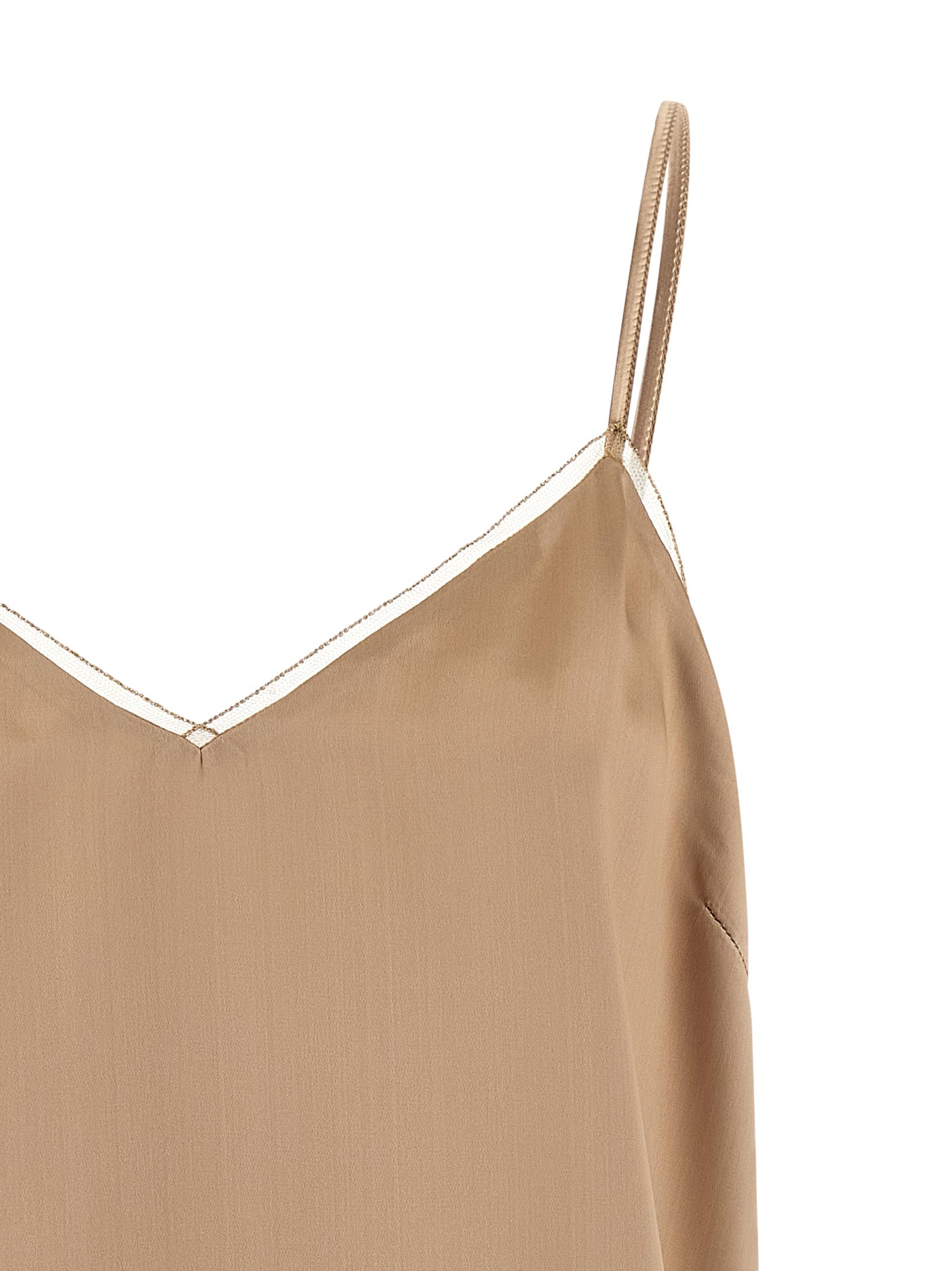 Indulge in the exquisite Fabiana Filippi Beige Viscose Tank Top, a luxurious blend of artistry and elegance, perfect for elevating any sophisticated wardrobe.