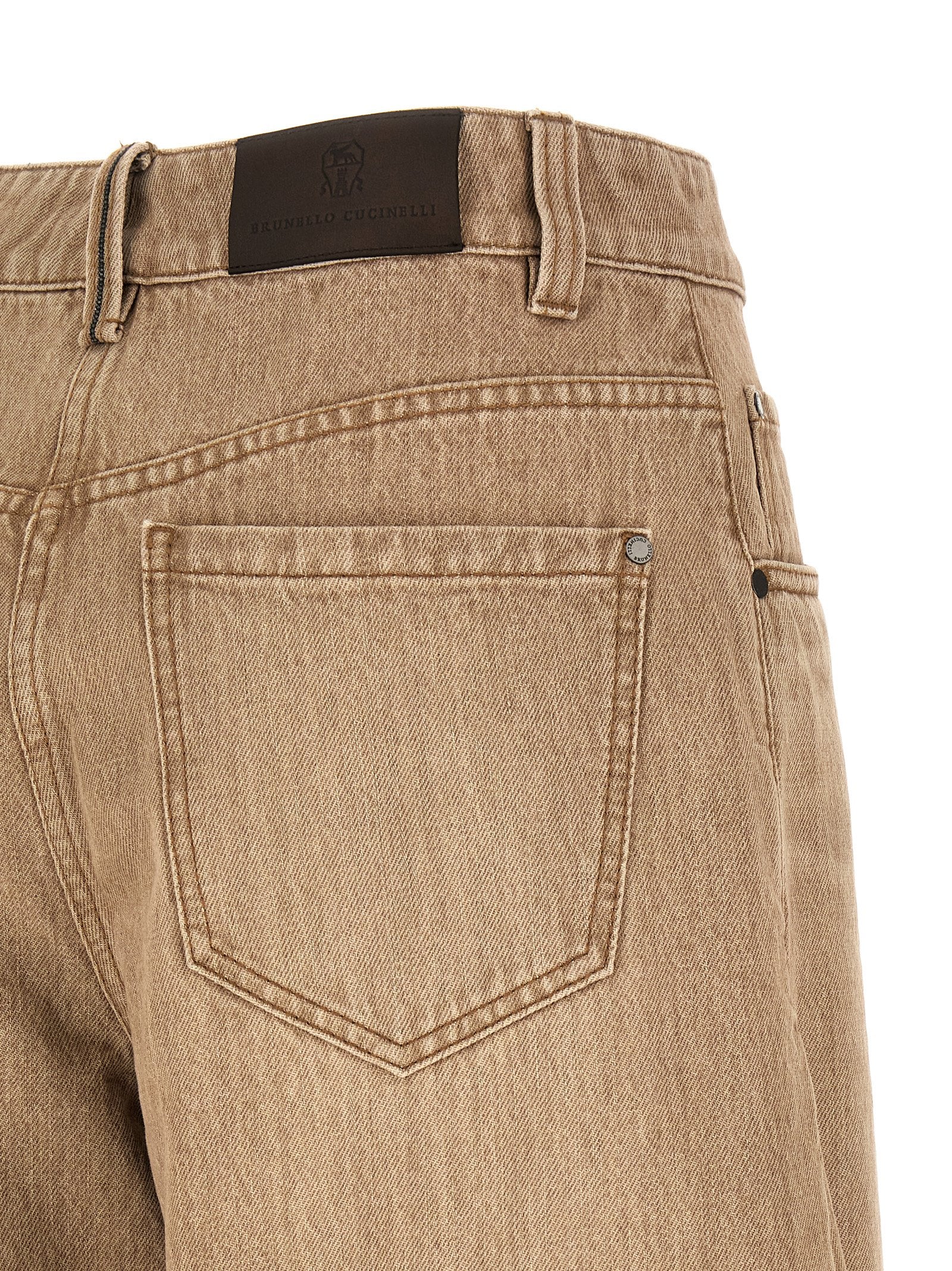Brunello Cucinelli Beige Cotton Jeans, Designer Luxury Denim