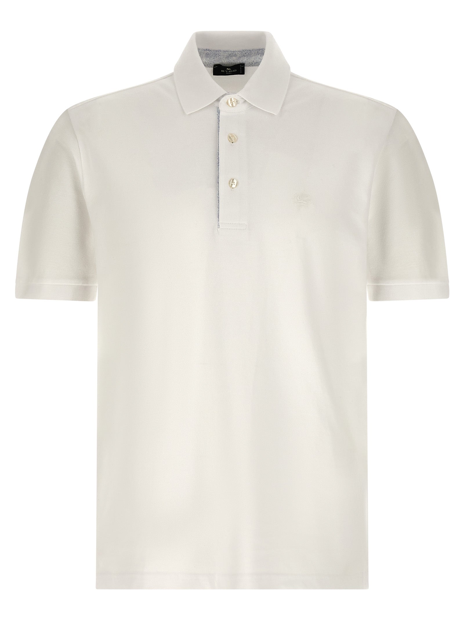 Elevate your style with the ETRO White Cotton Polo Shirt, a masterpiece of Italian craftsmanship, blending elegance and comfort for the discerning individual.