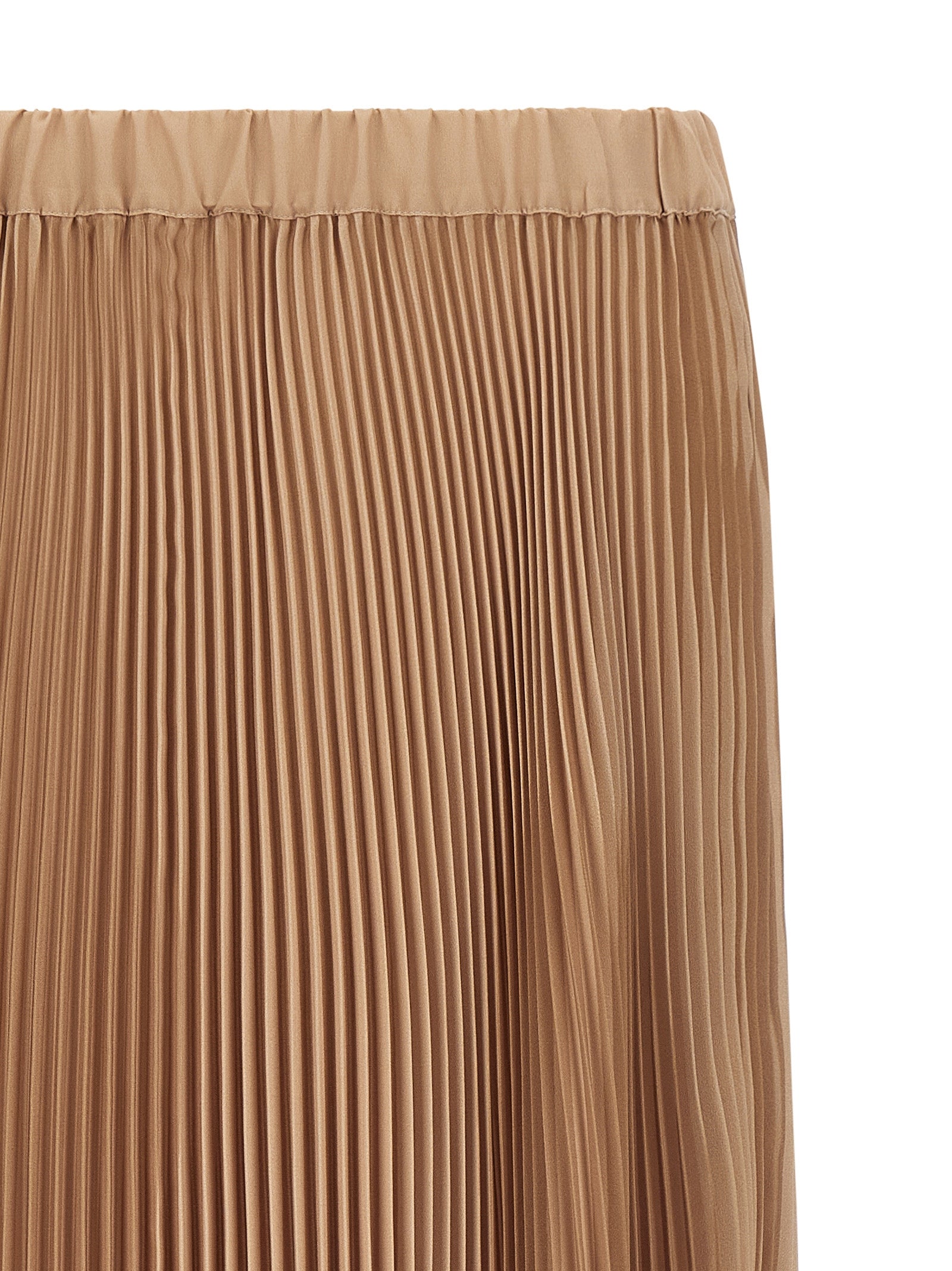 Elevate your wardrobe with the Fabiana Filippi Beige Midi Skirt, a masterpiece of pleated design and luxurious comfort, perfect for sophisticated transitions.