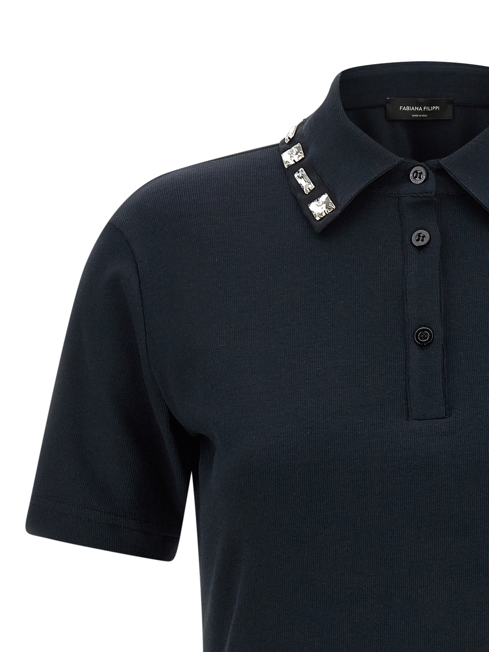 Discover the Fabiana Filippi Blue Cotton Polo Shirt, a masterpiece of Italian craftsmanship, where luxurious cotton meets exquisite design, perfect for the discerning individual.