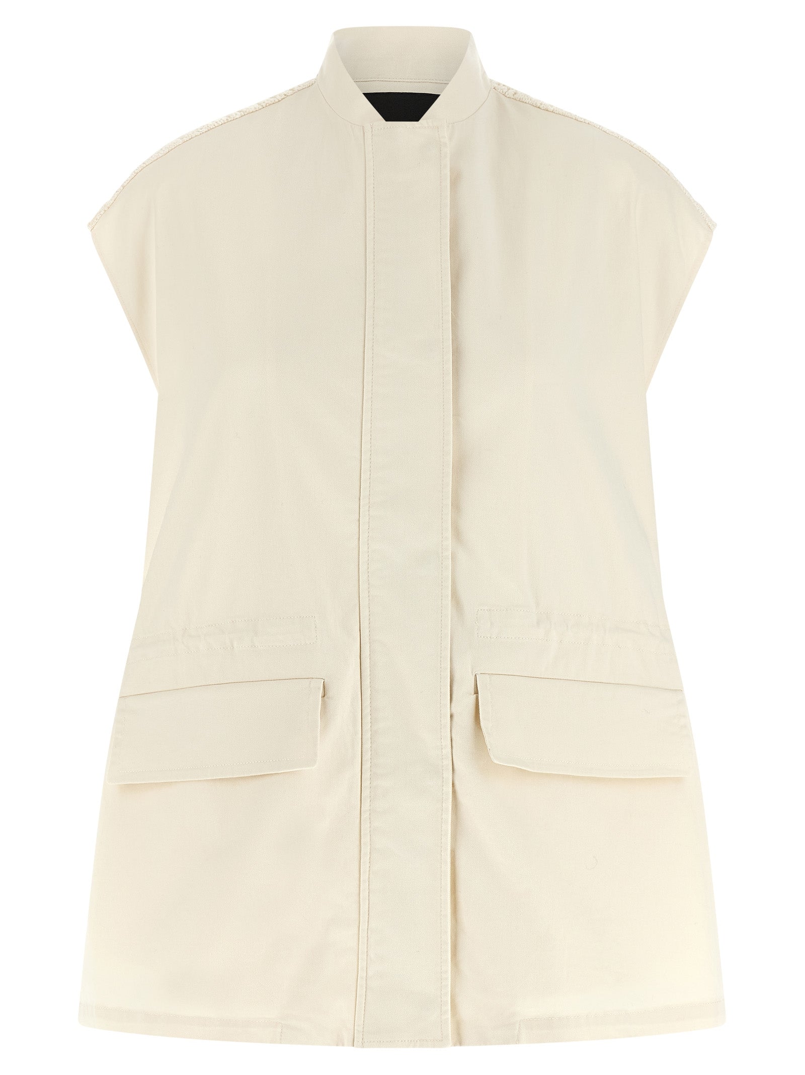 Elevate your style with the Fabiana Filippi Beige Cotton Sleeveless Jacket, a luxurious statement piece crafted in Italy, embodying sophistication and timeless elegance.