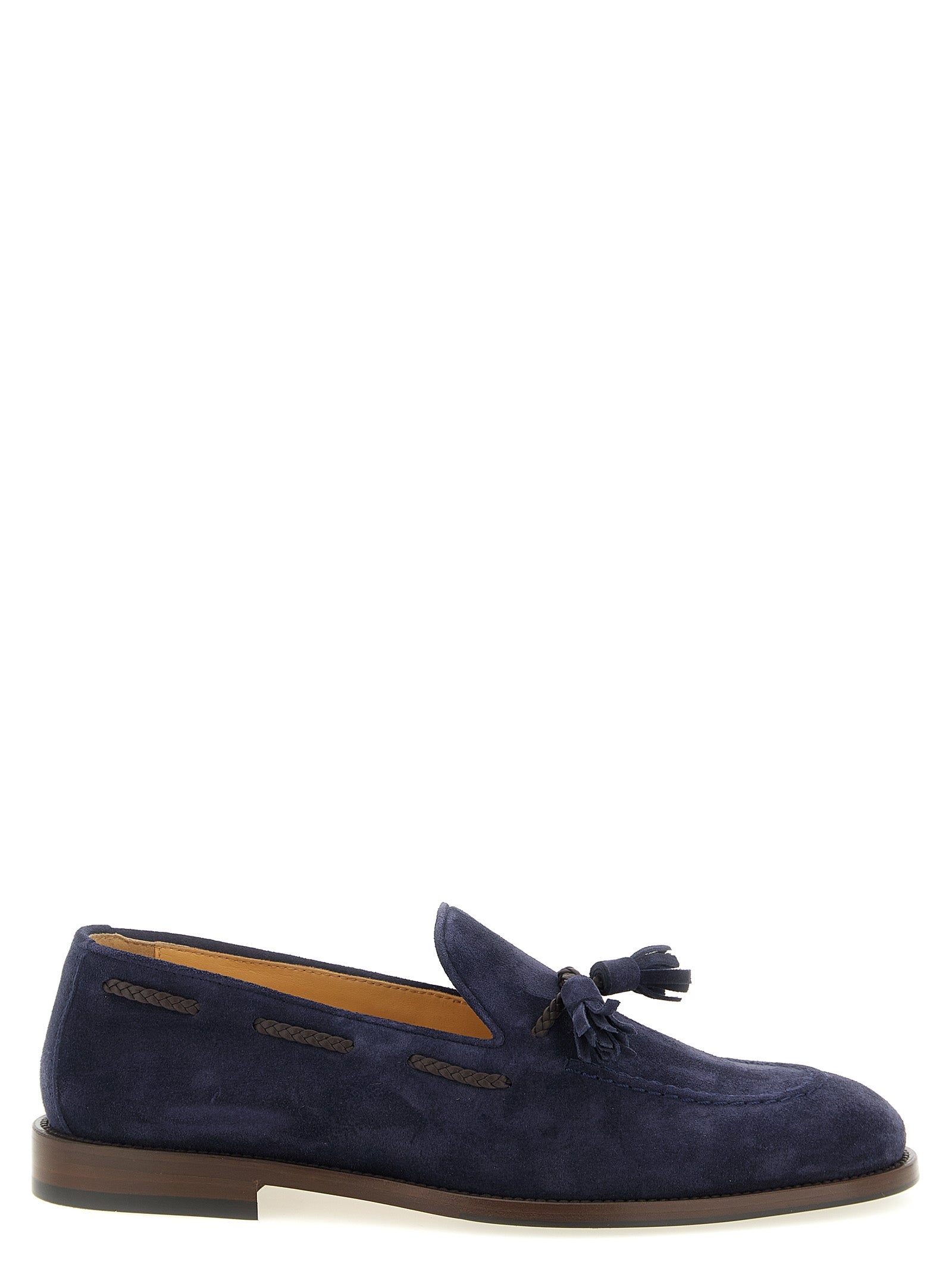 Brunello Cucinelli Blue Calfskin Slip-On Loafers, Artisanal Elegance