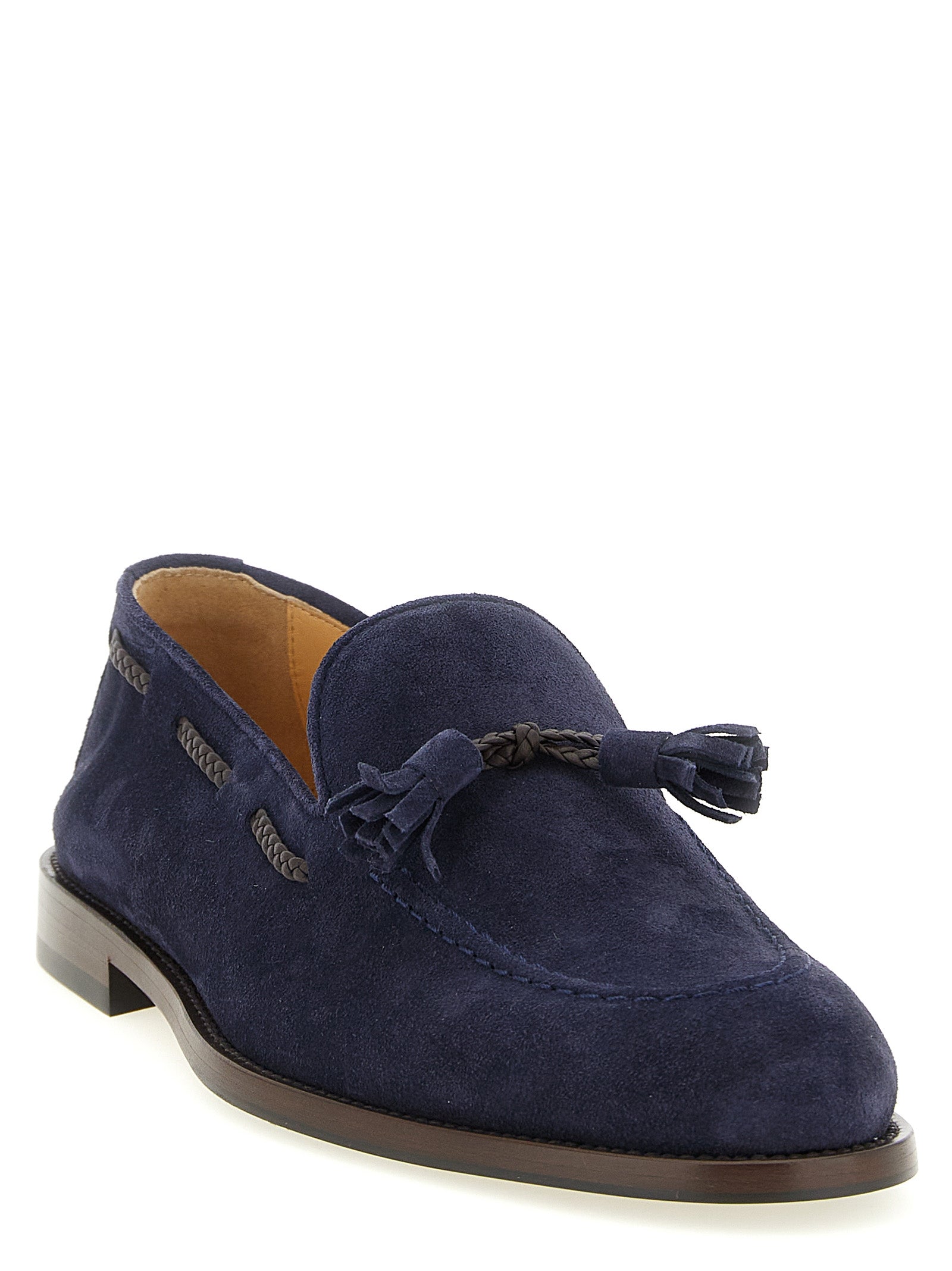 Brunello Cucinelli Blue Calfskin Slip-On Loafers, Artisan Luxury
