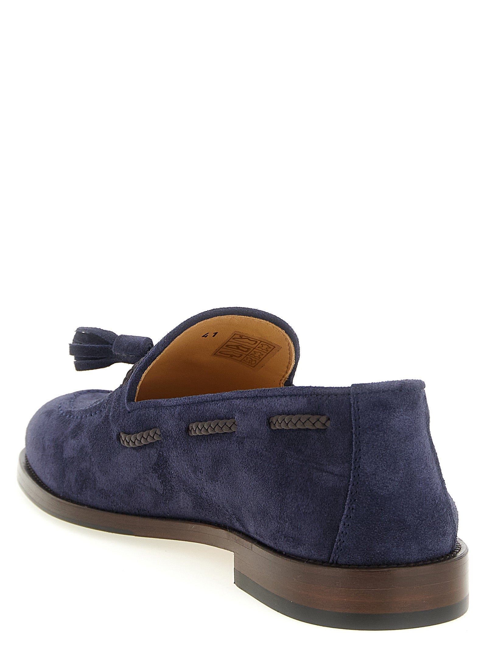 Brunello Cucinelli Blue Calfskin Slip-On Loafers, Artisanal Luxury