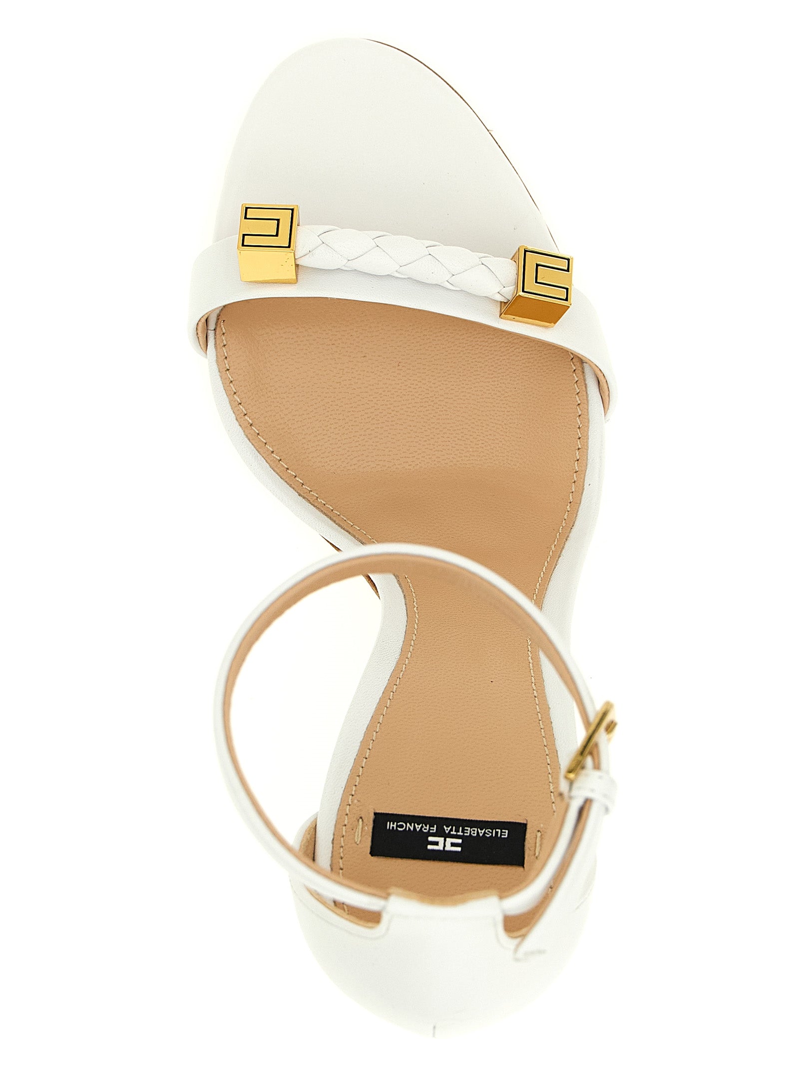 Elisabetta Franchi White Leather Stiletto Heel Sandals