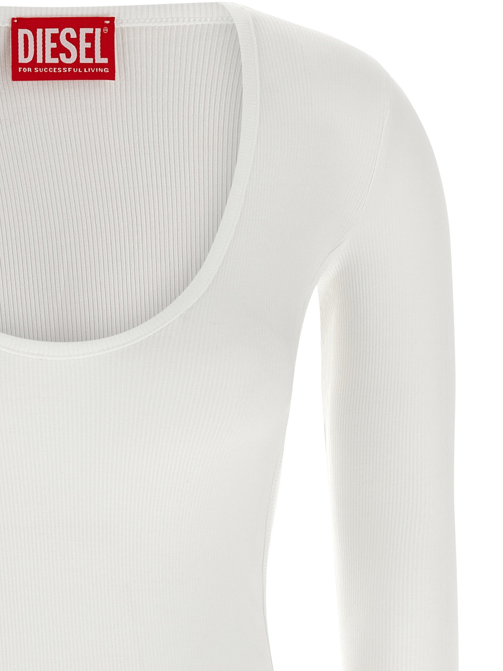 Diesel White Viscose Bodysuit - Artisanal Luxury Essential