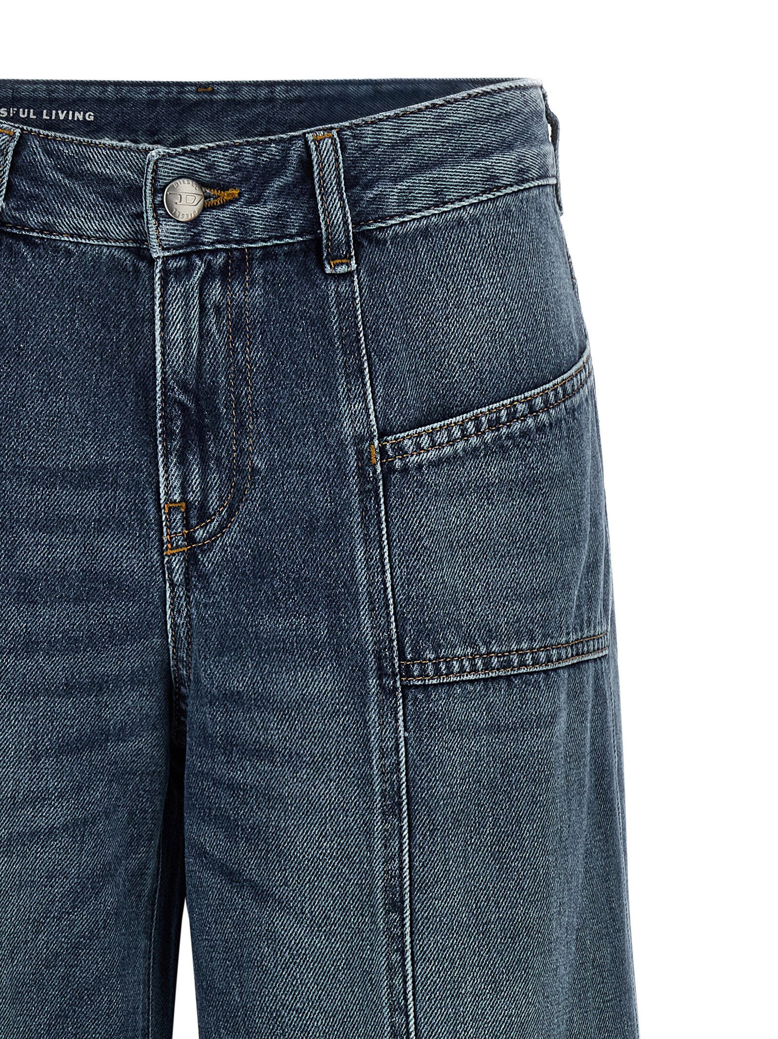 Diesel Blue Cotton Flared Jeans | Designer Couture Elegance
